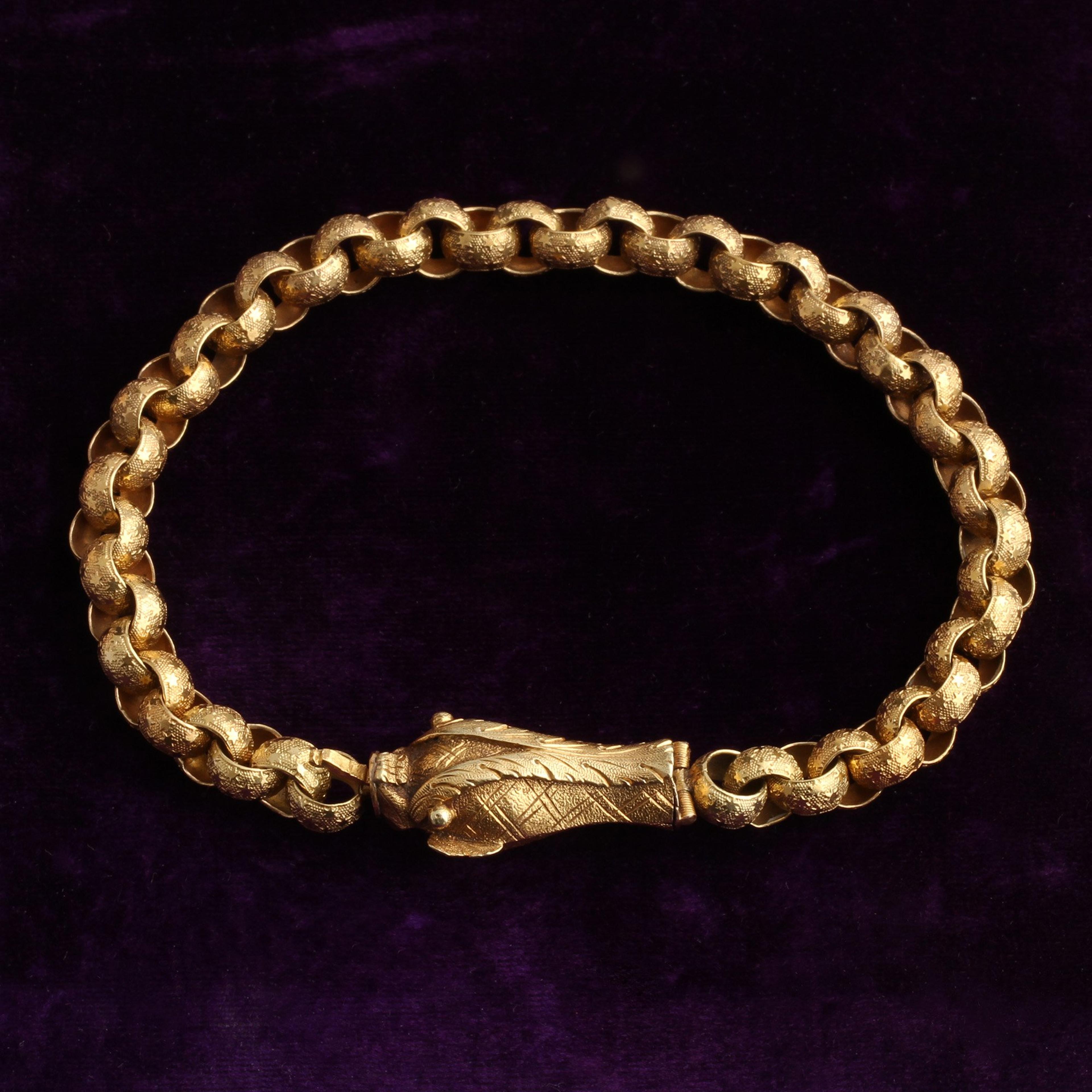 Detail of Georgian High Karat Gold Dolphin Bracelet