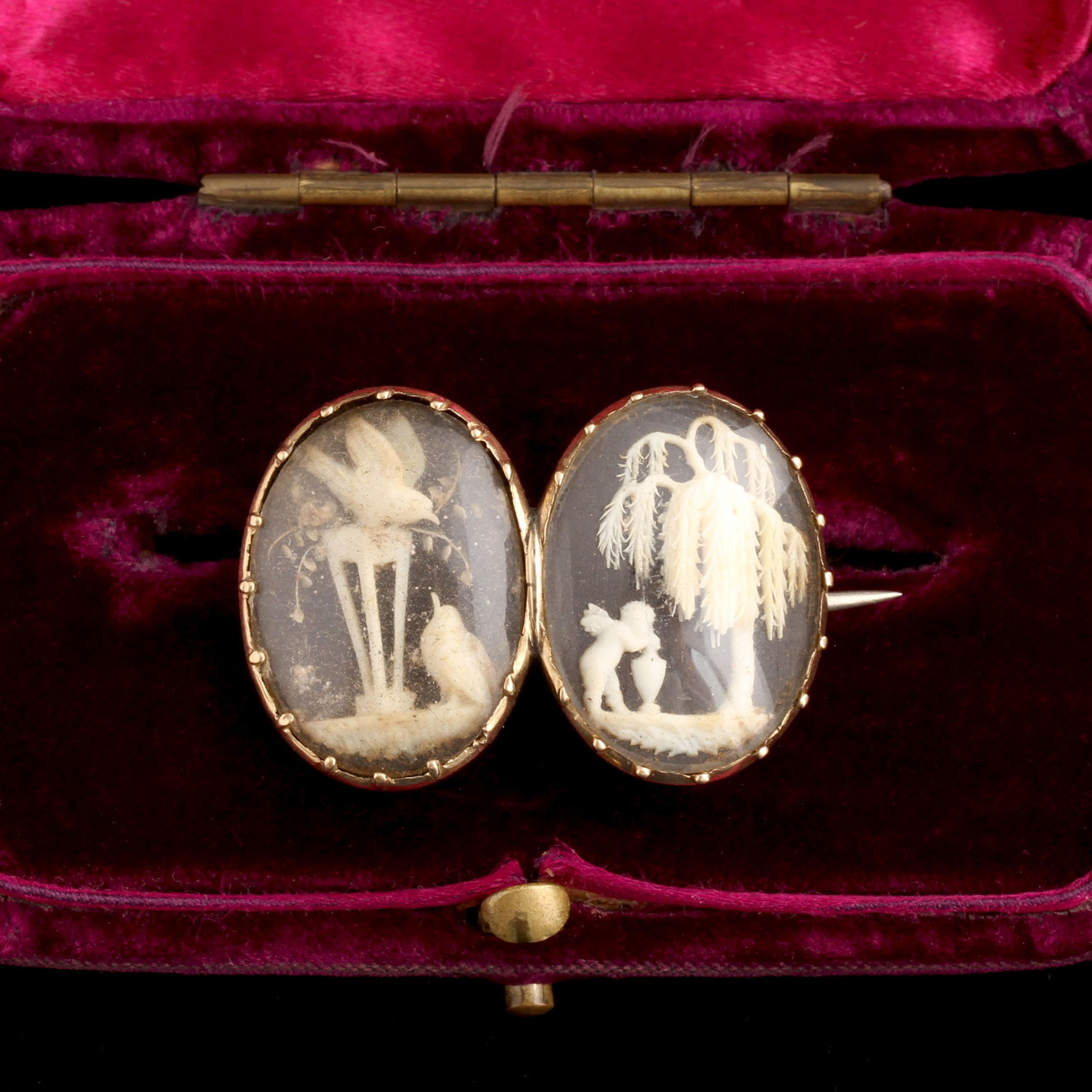 Georgian Micro Ivory Double Locket Brooch