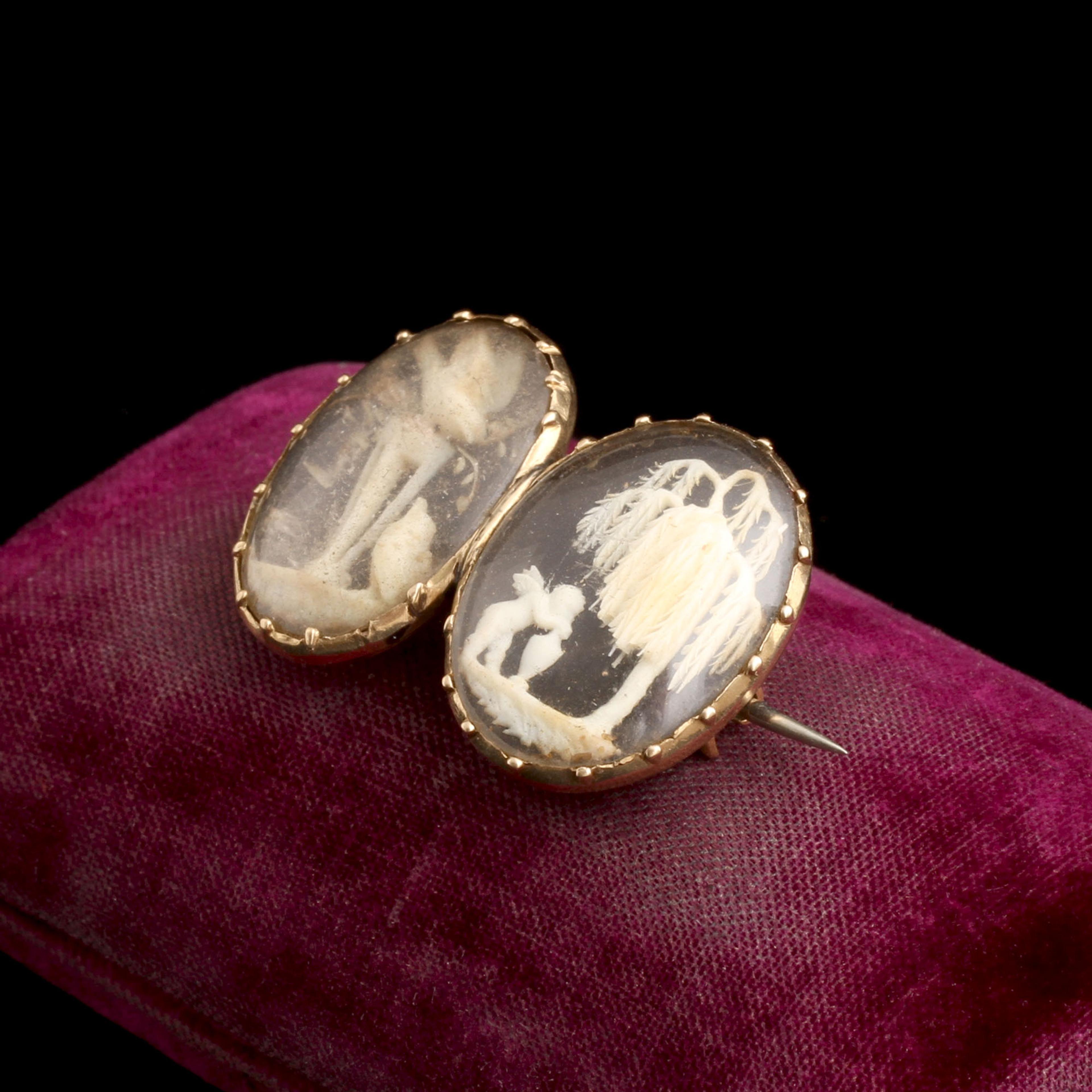 Georgian Micro Ivory Double Locket Brooch