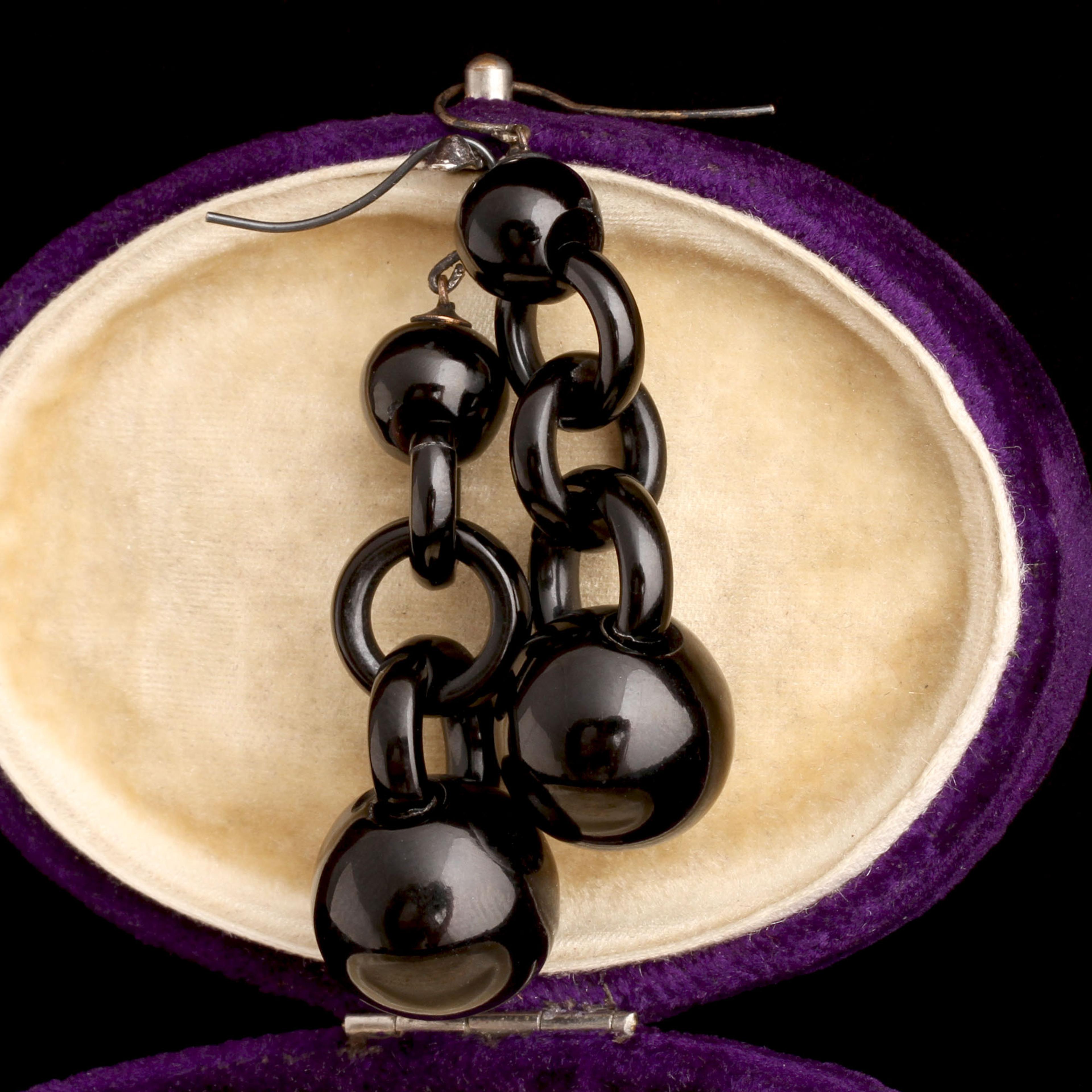 Victorian Ball & Chain Jet Earrings