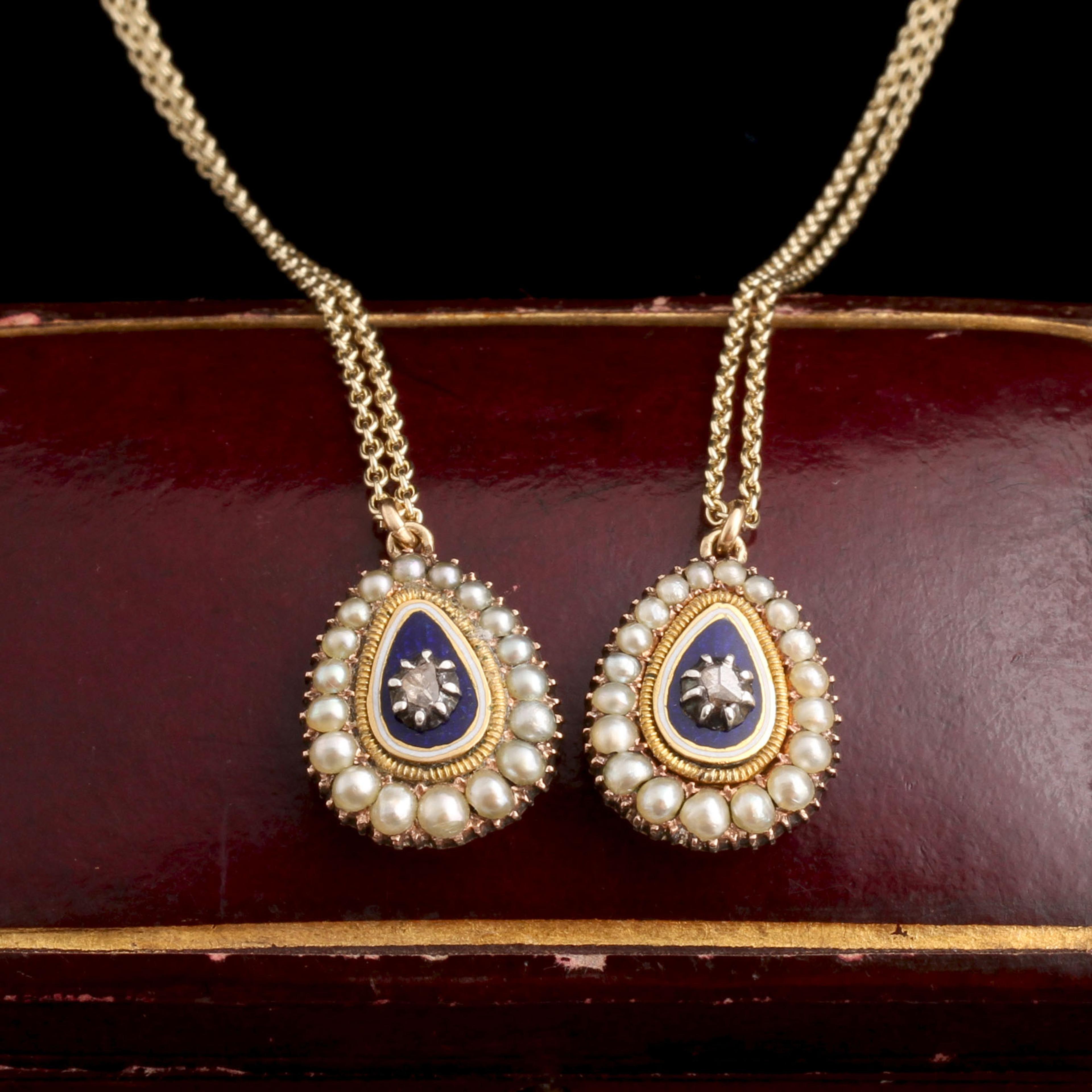 Georgian Pearl, Enamel & Diamond Necklaces