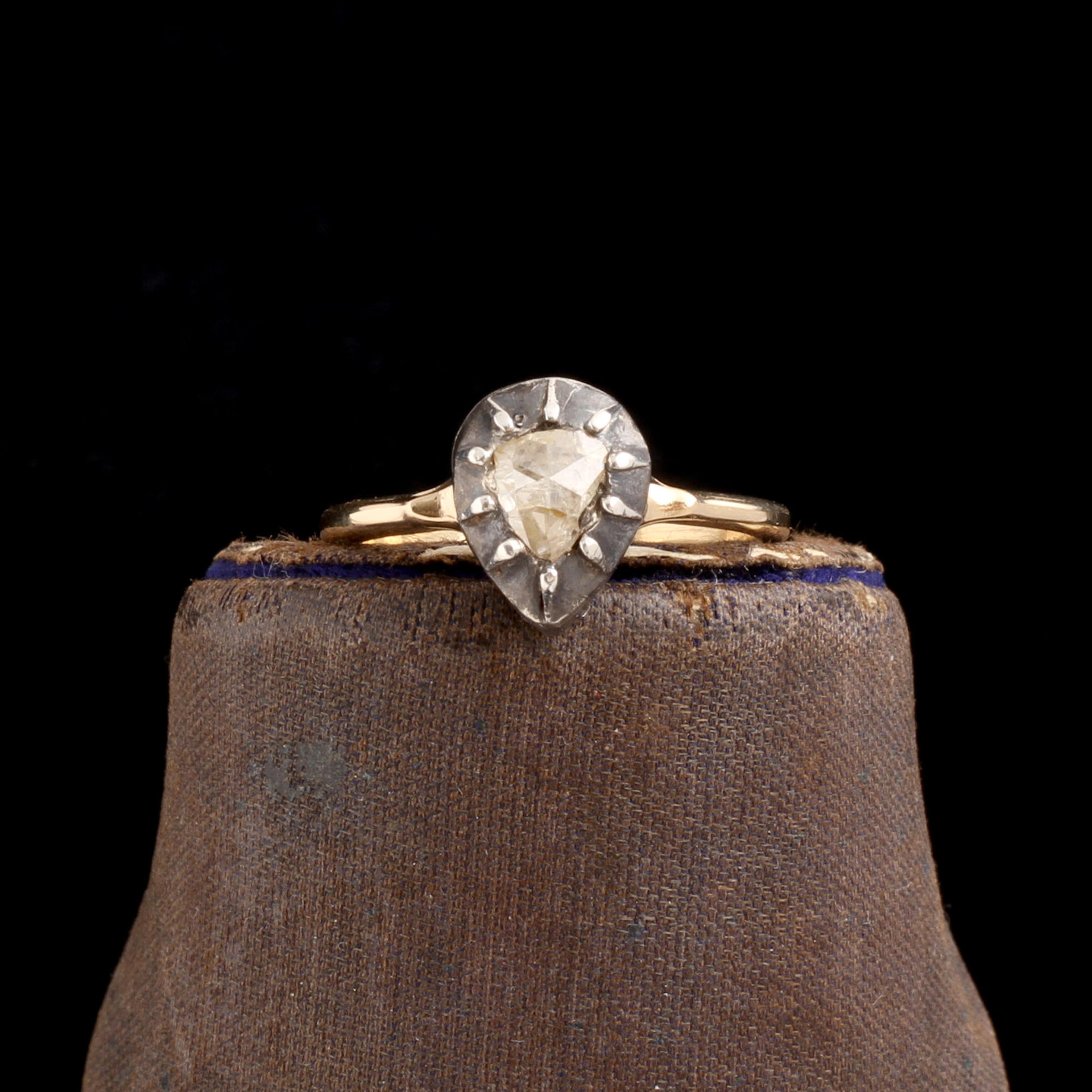 Georgian Pear-Shaped Rose Cut Diamond Ring
