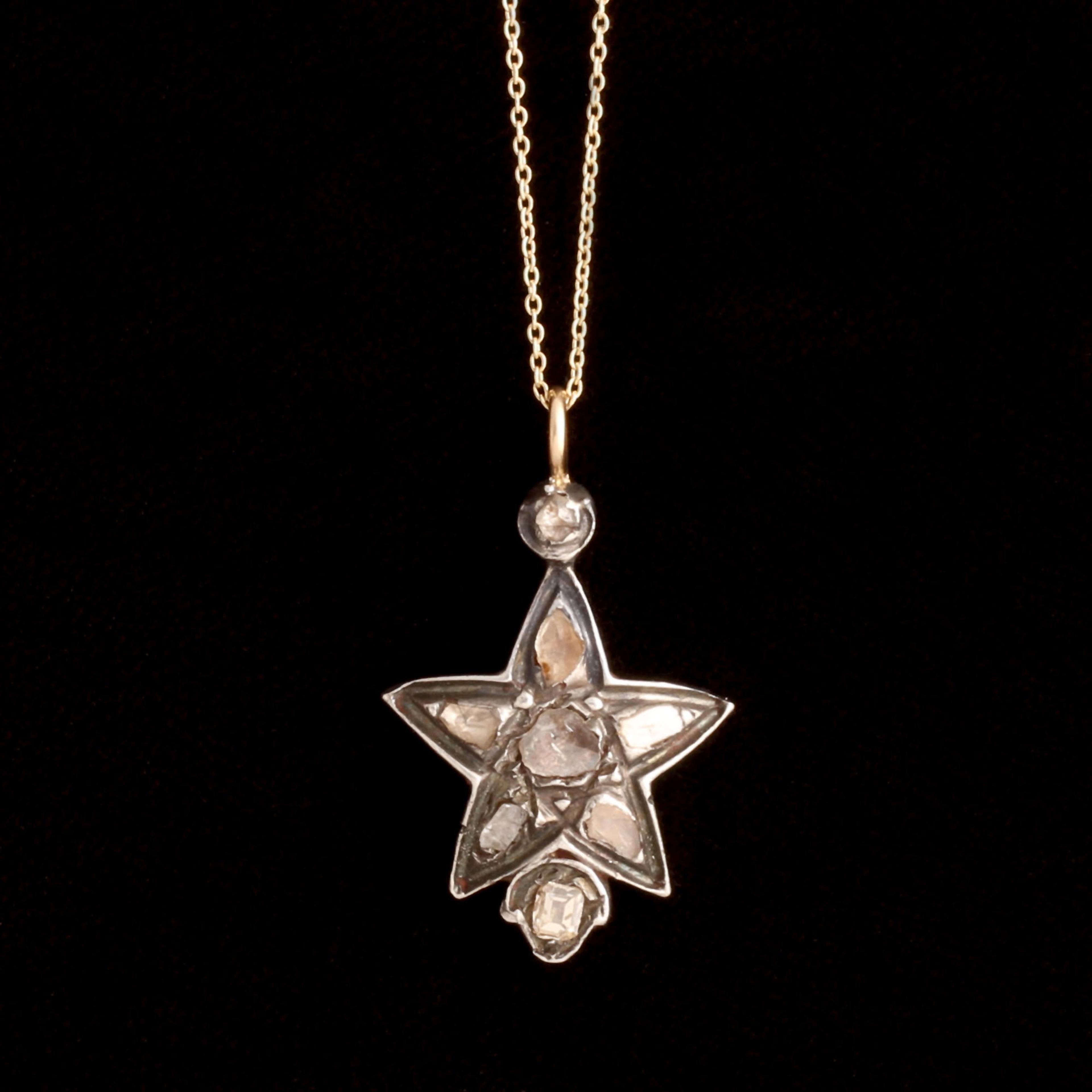 Georgian Rose Cut Diamond Star Necklace