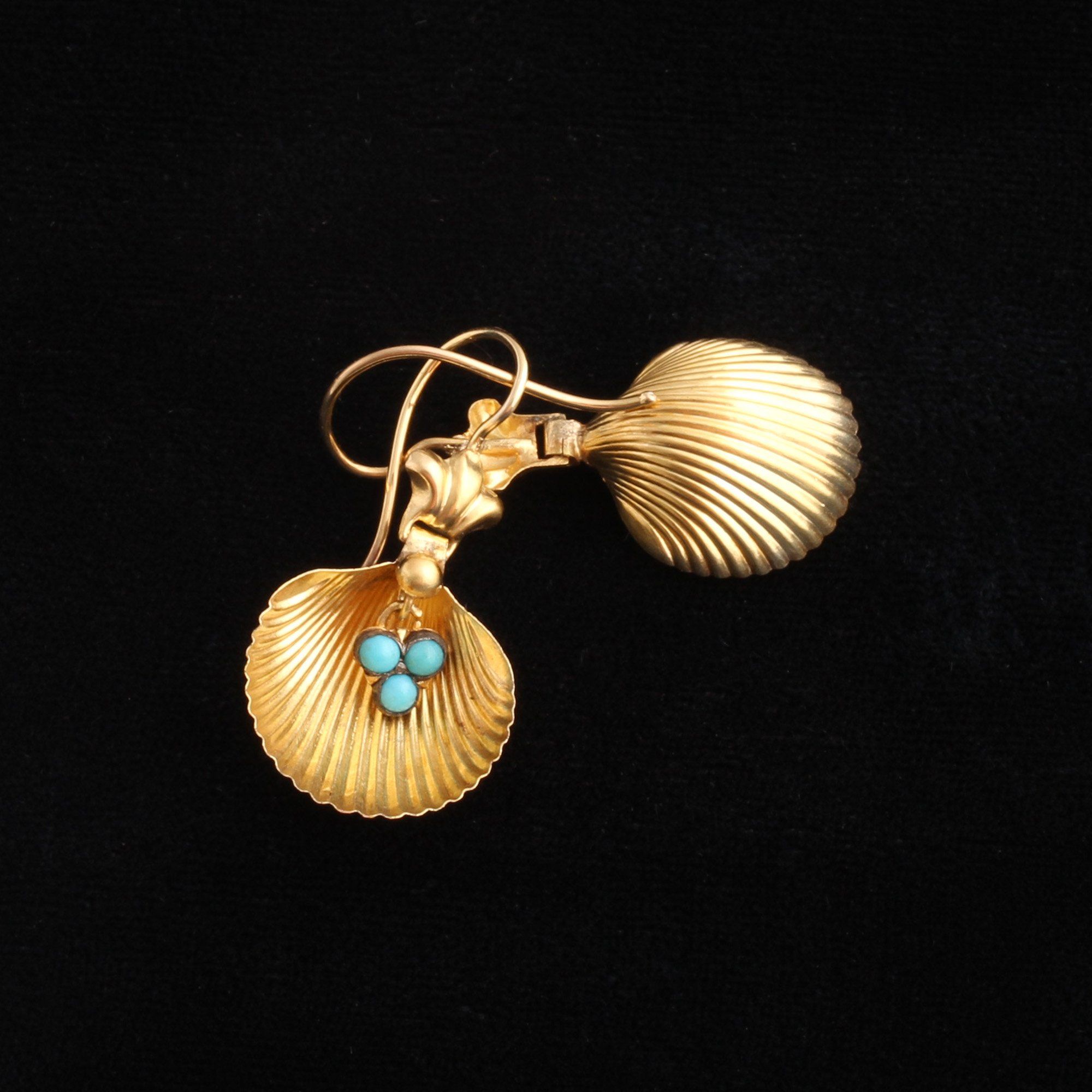 Victorian Shell & Turquoise Earrings