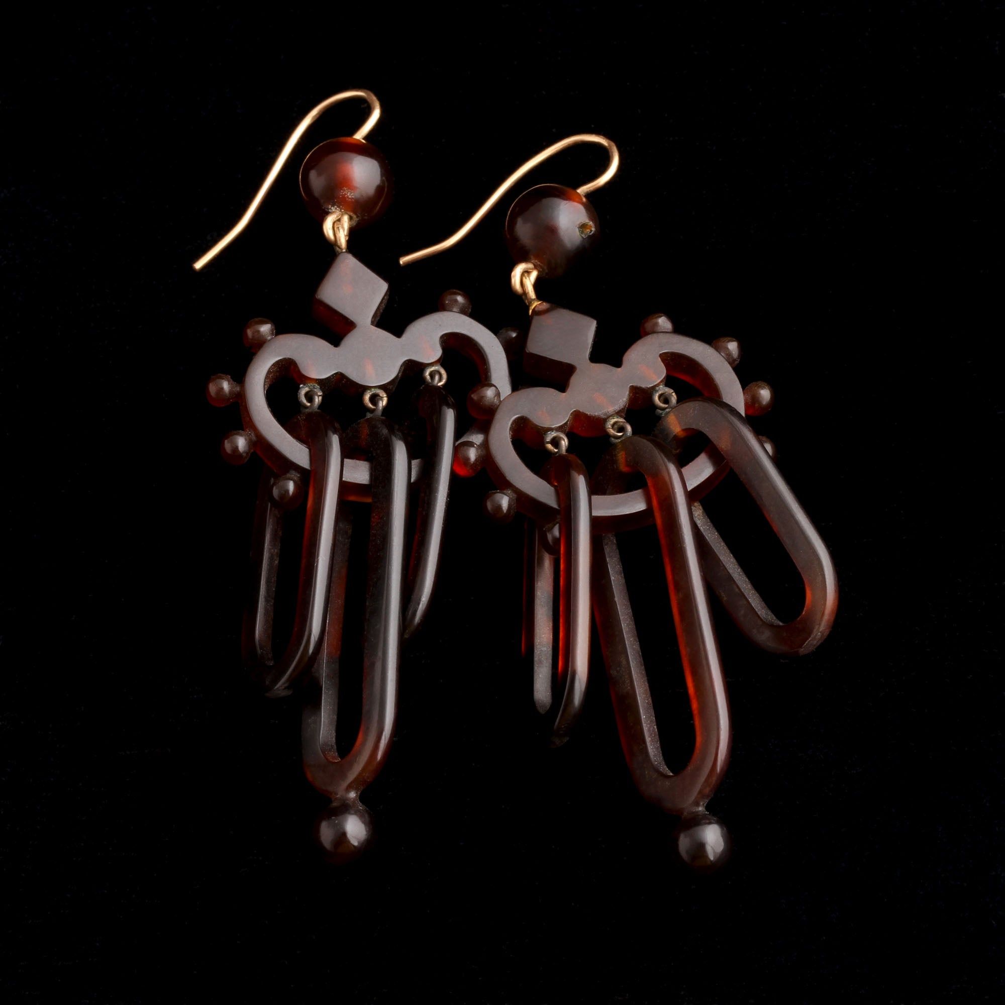 Victorian Tortoiseshell Drop Earrings