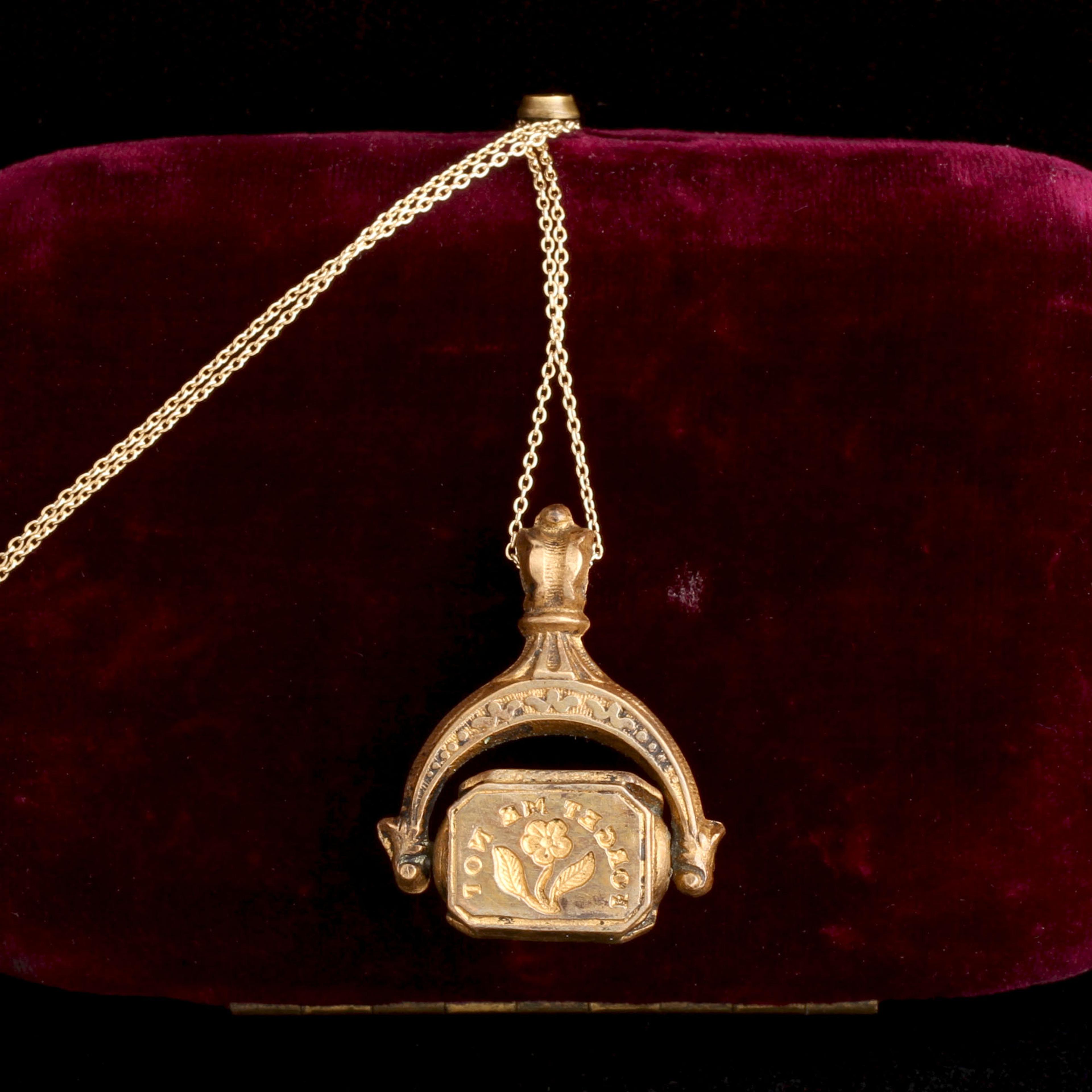 Victorian Triple Seal Spinner Fob Necklace 