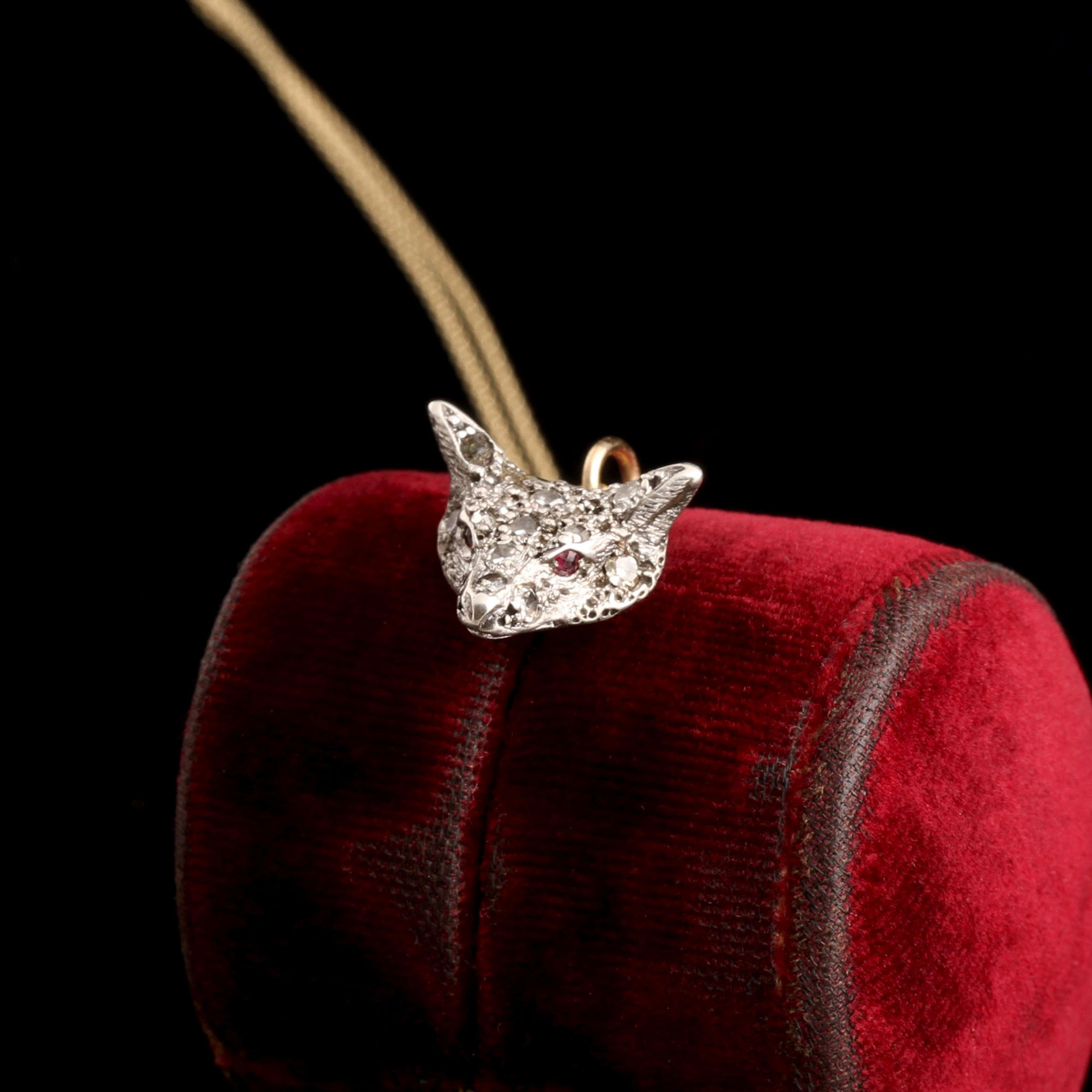 Edwardian Diamond & Ruby Fox Mask Necklace