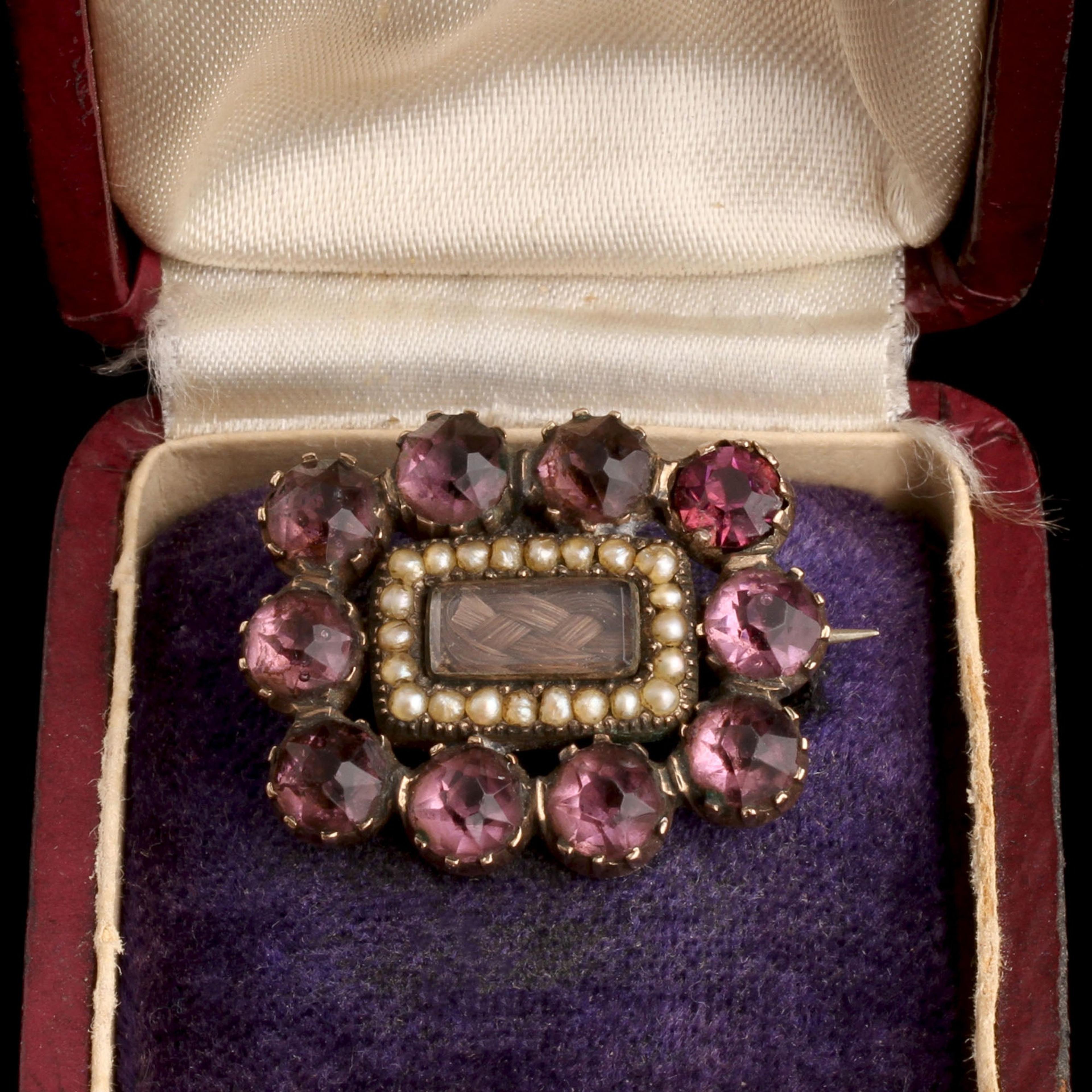 Georgian Amethyst Paste Mourning Pendant