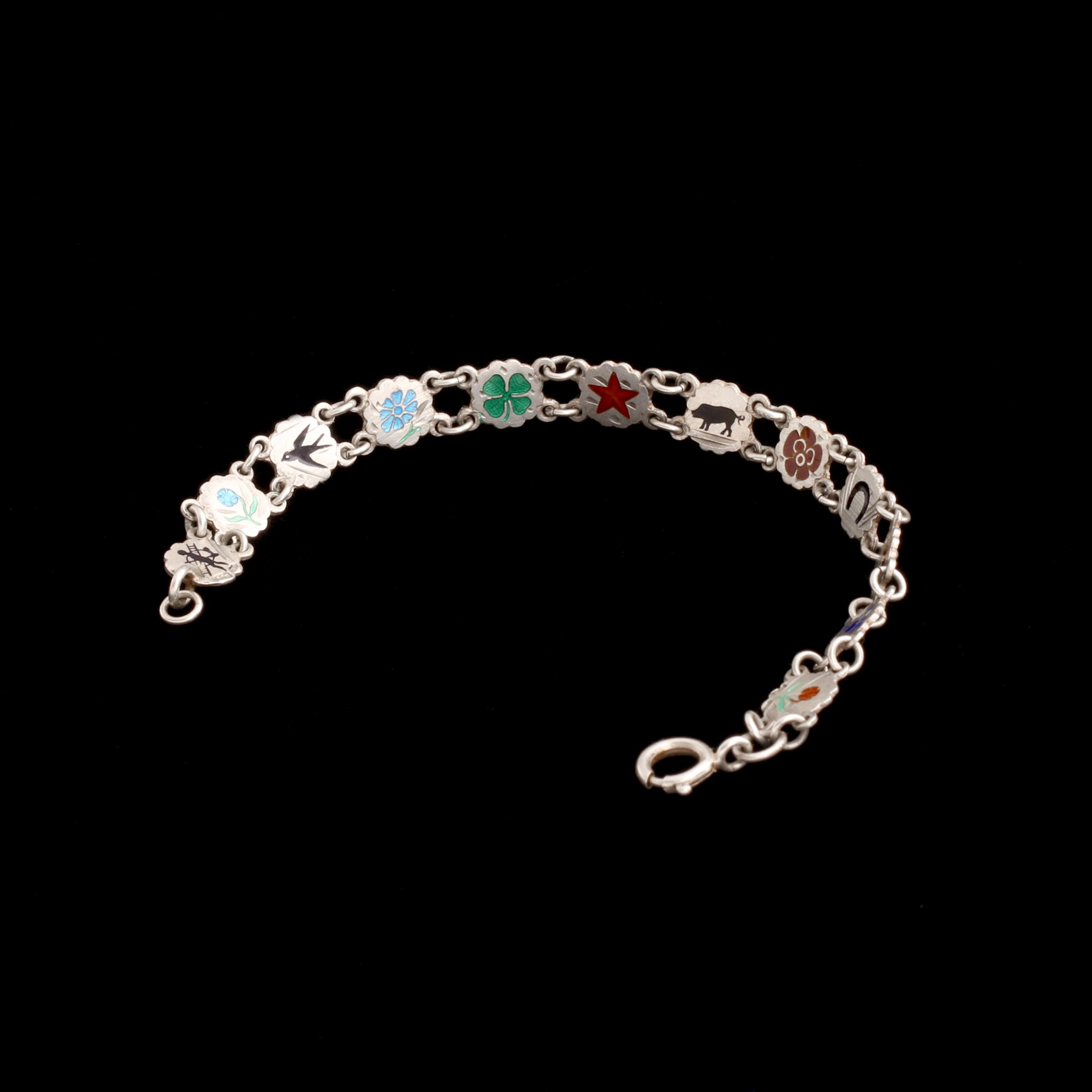 Austrian Petite Silver & Enamel Lucky Charm Bracelet