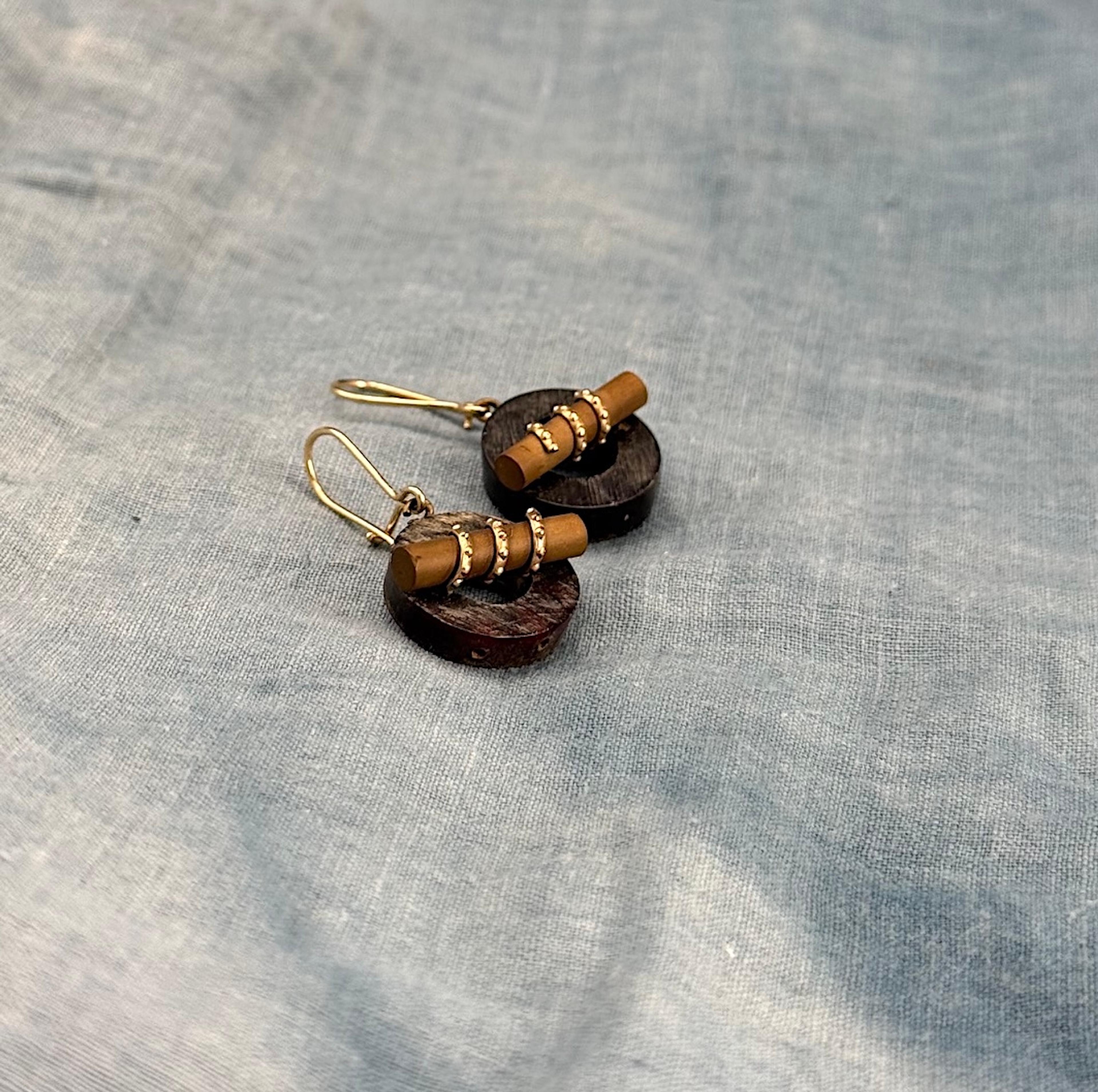 Vulcanite Circle and Toggle Earrings