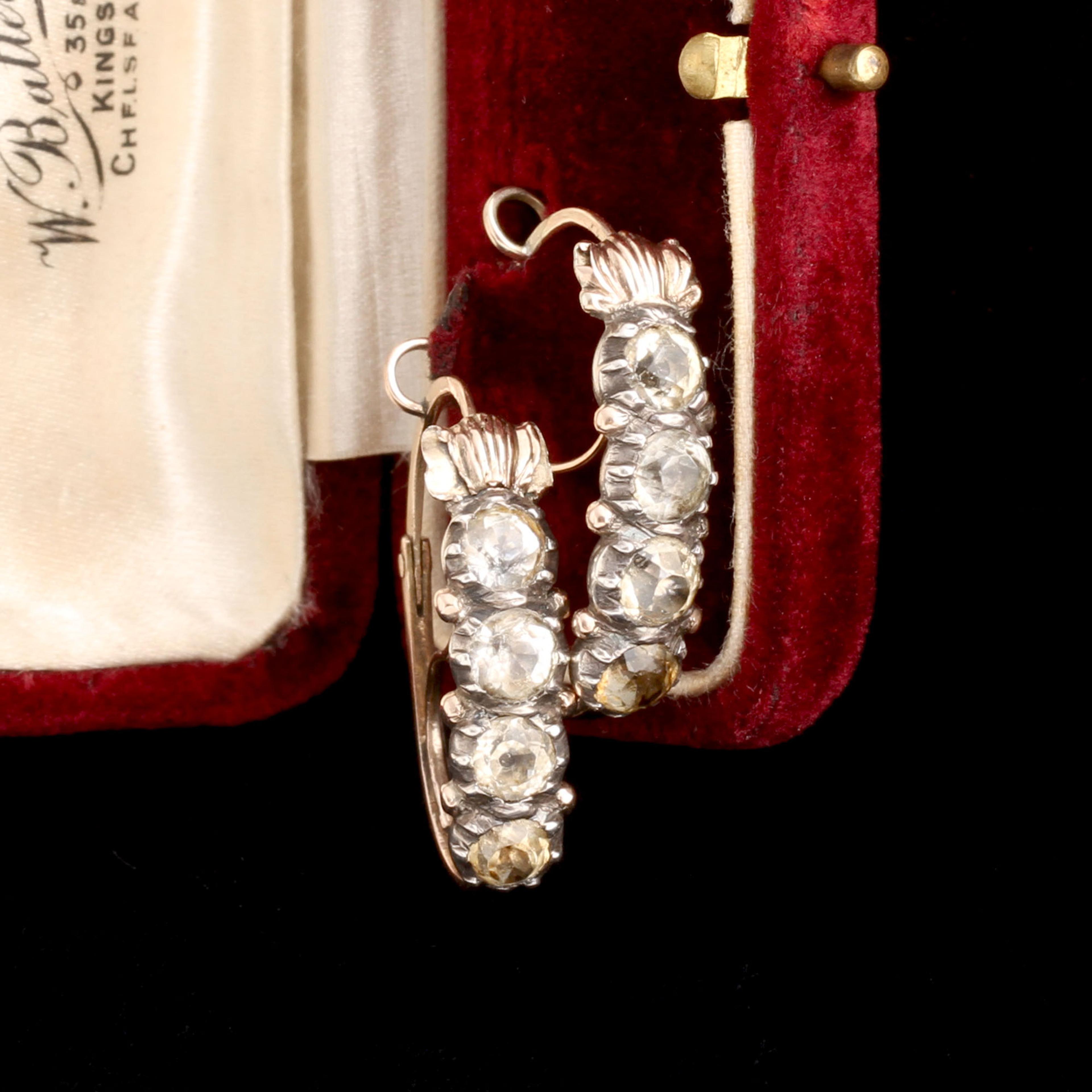 Georgian Black Dot Paste Poissarde Earrings
