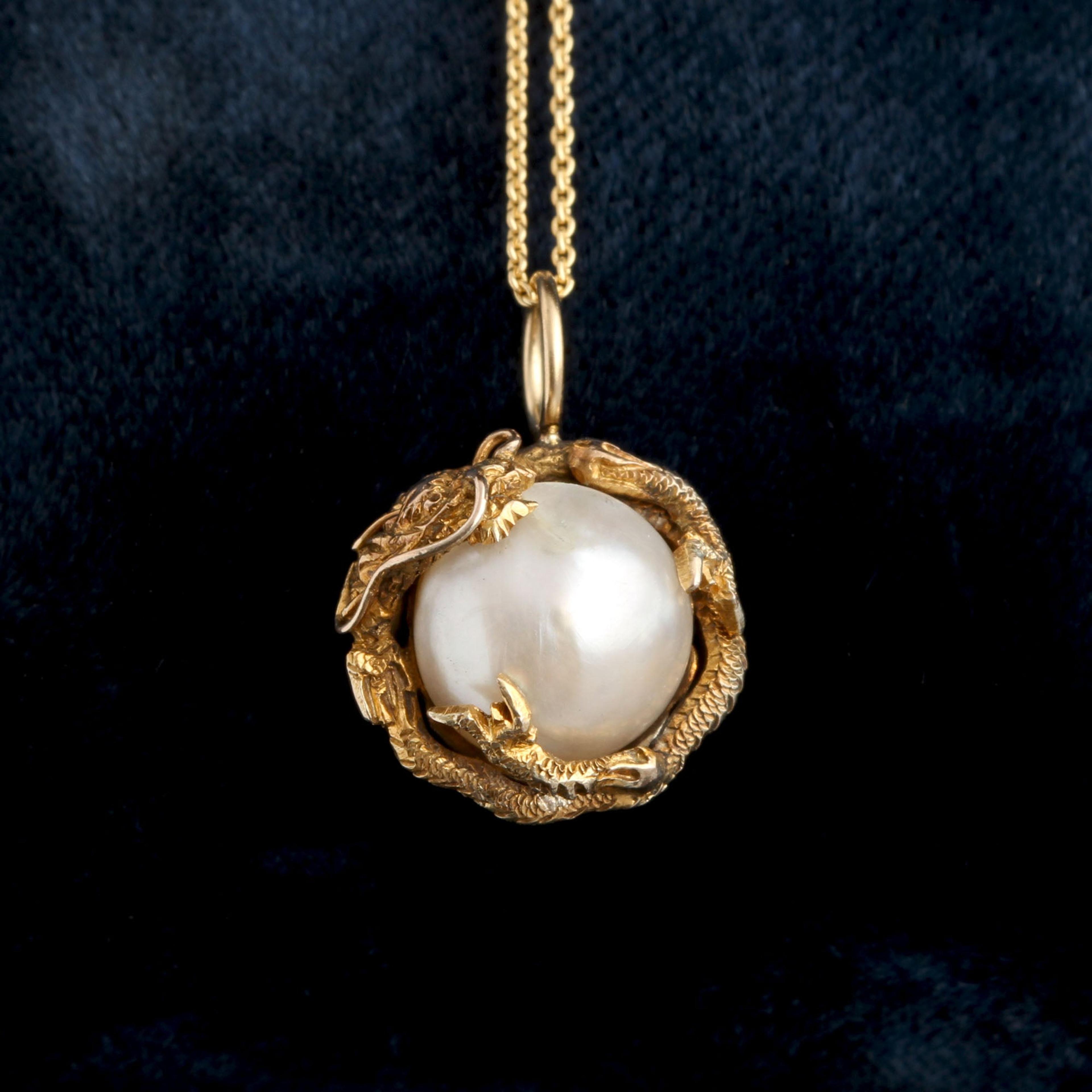 Late Victorian Pearl Dragon Necklace