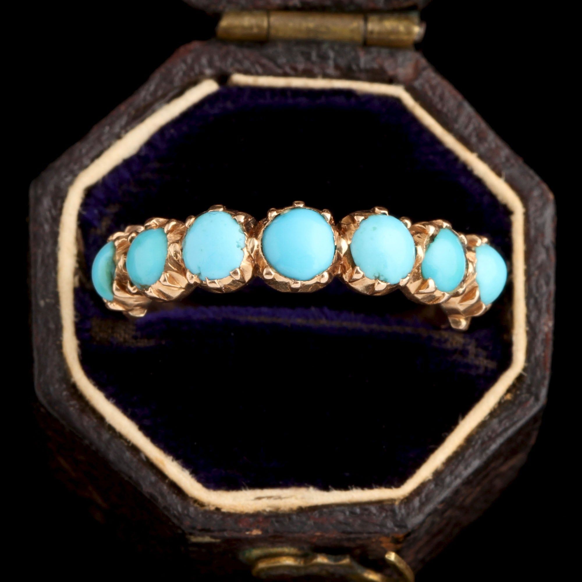 Georgian Turquoise Half Hoop Ring