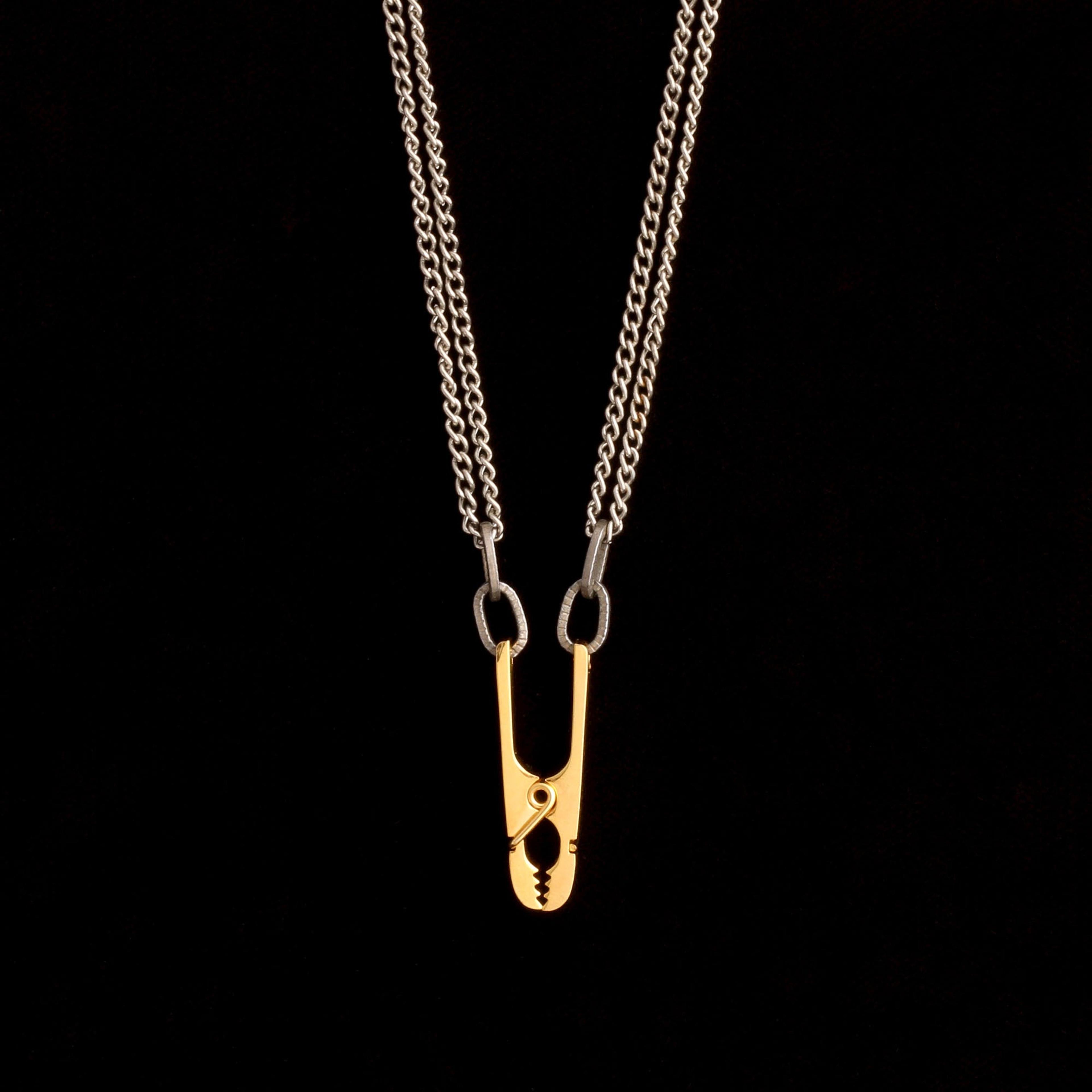 Mixed Metal Roach Clip Necklace