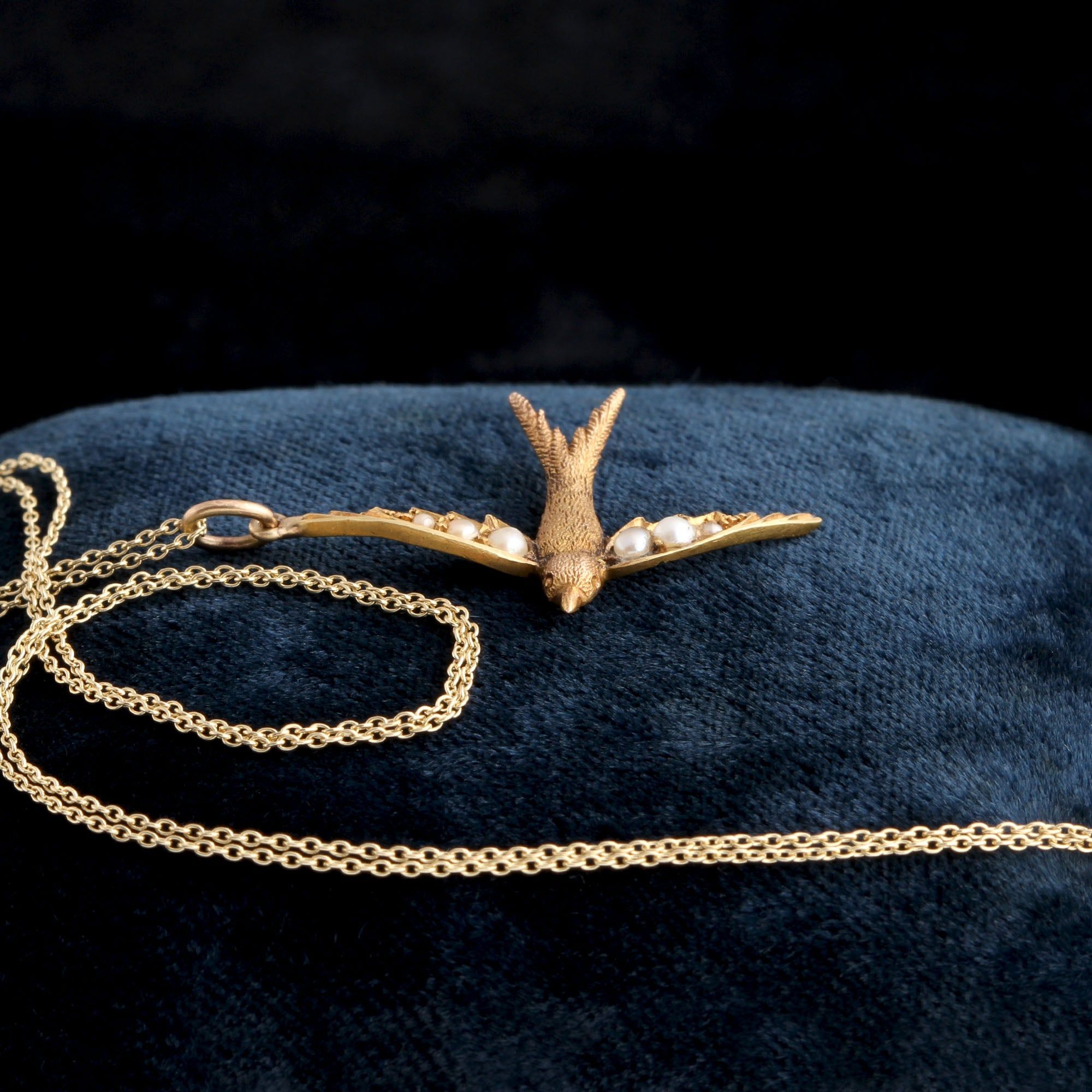 Late Victorian Pearl Swallow Necklace