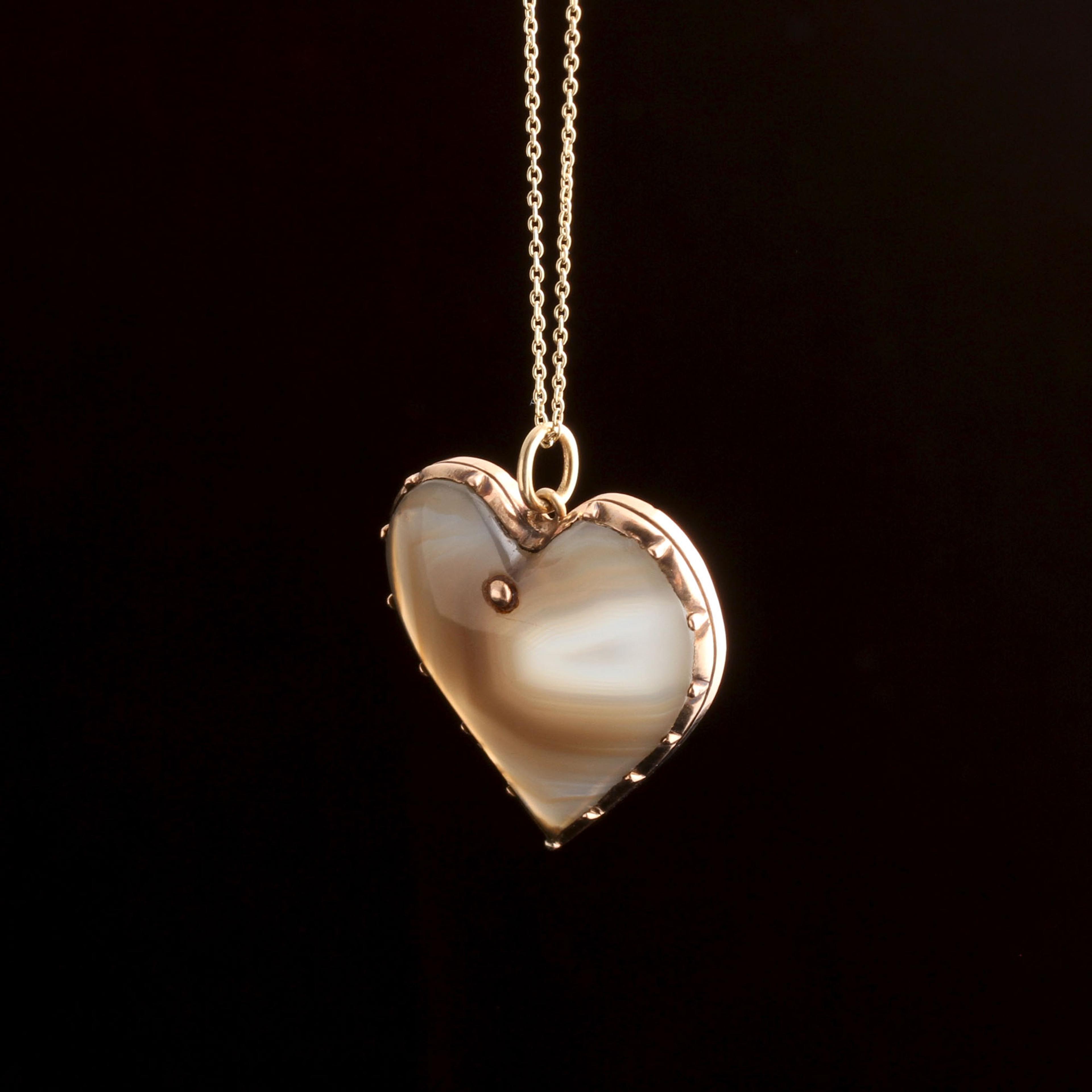 Early Victorian Grey Agate Heart Necklace