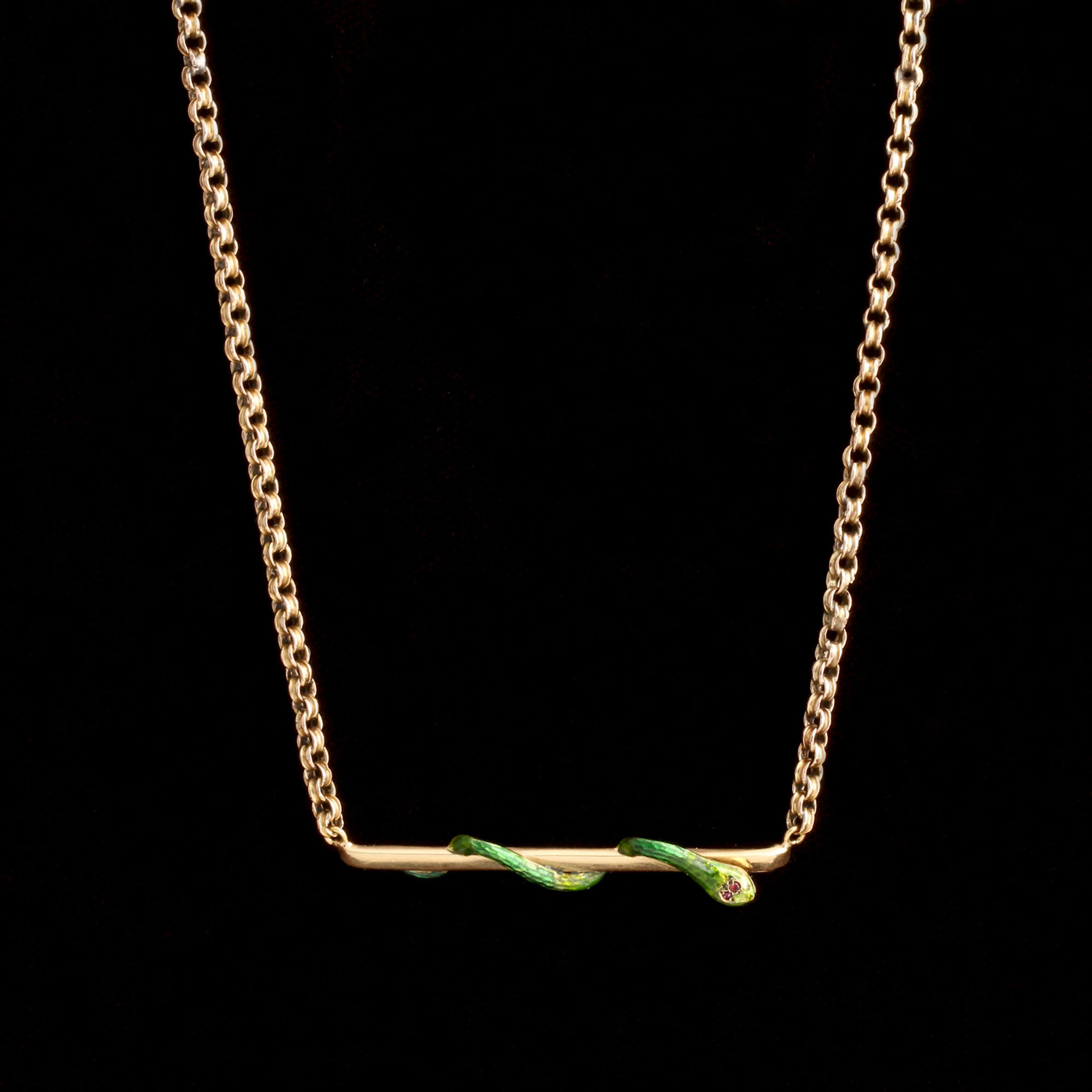 Victorian Enamel Snake Bar Necklace