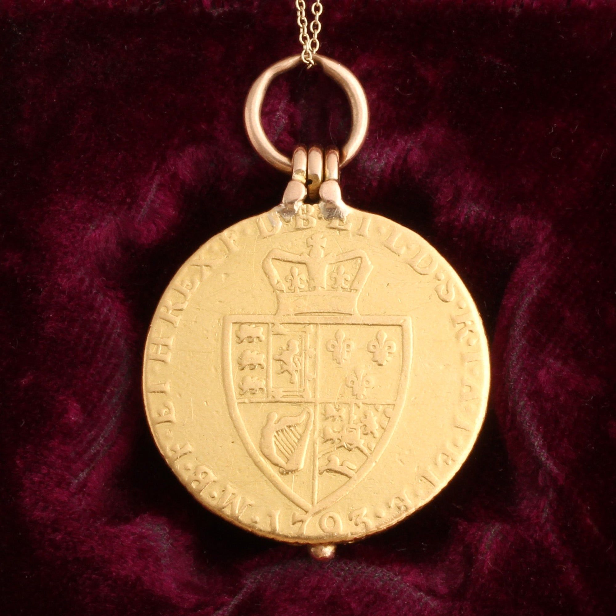 Victorian Carnelian Locket with Georgian Guinea Coin