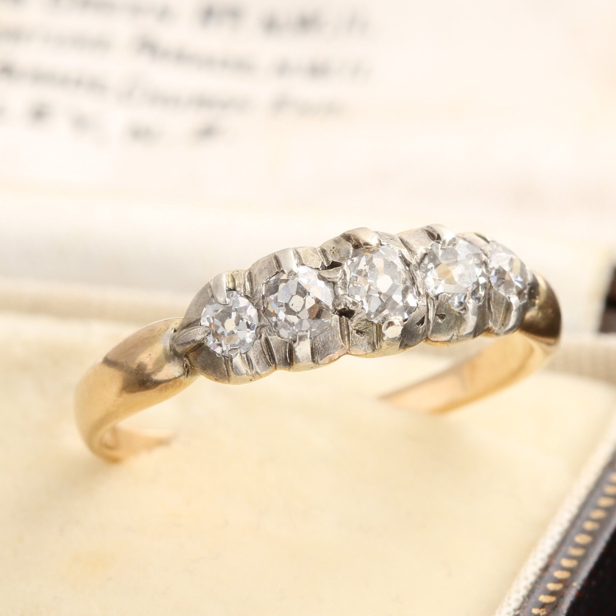 Detail of Early Victorian Five Diamond Ring