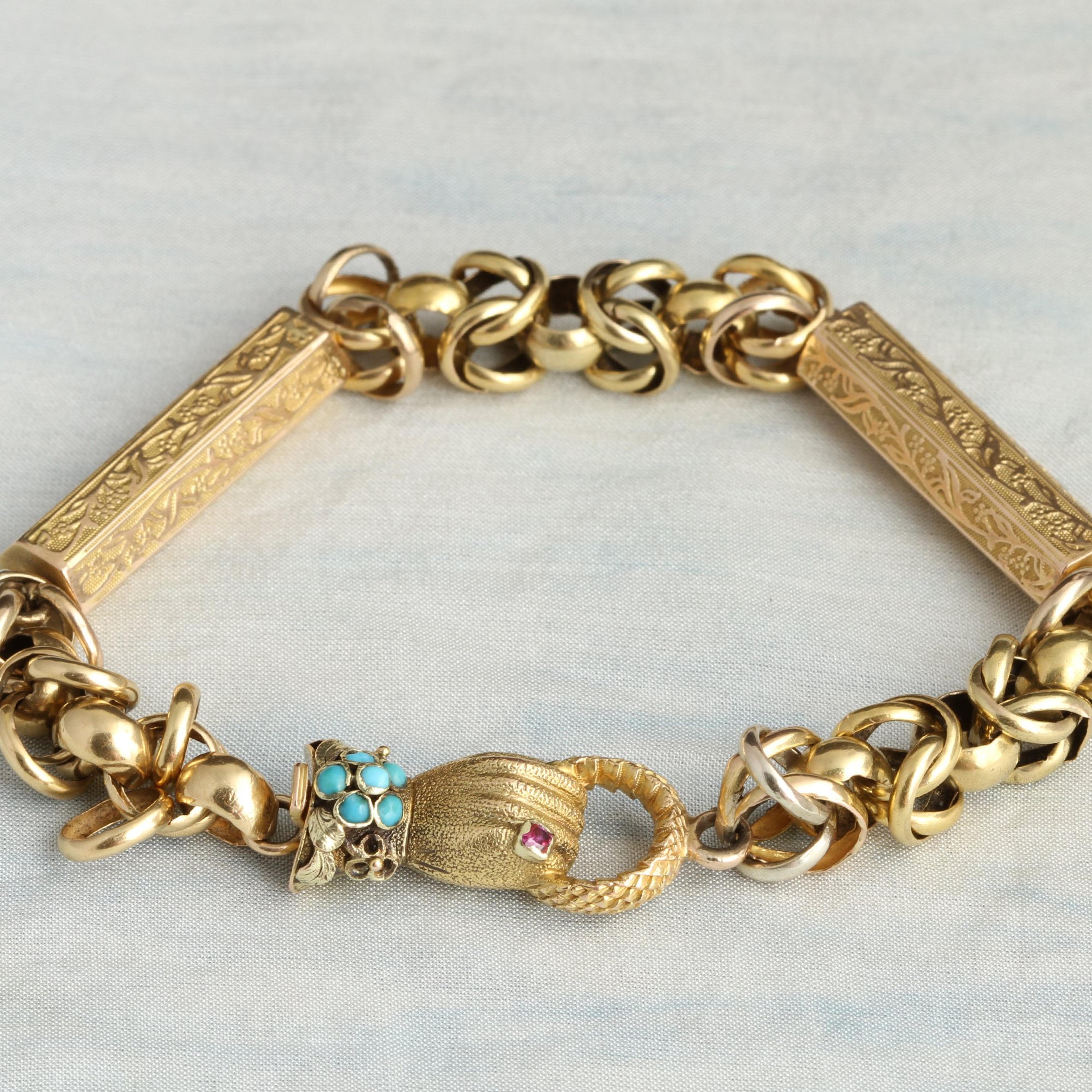 Georgian Pinchbeck Fancy Chain Hand Clasp Bracelet