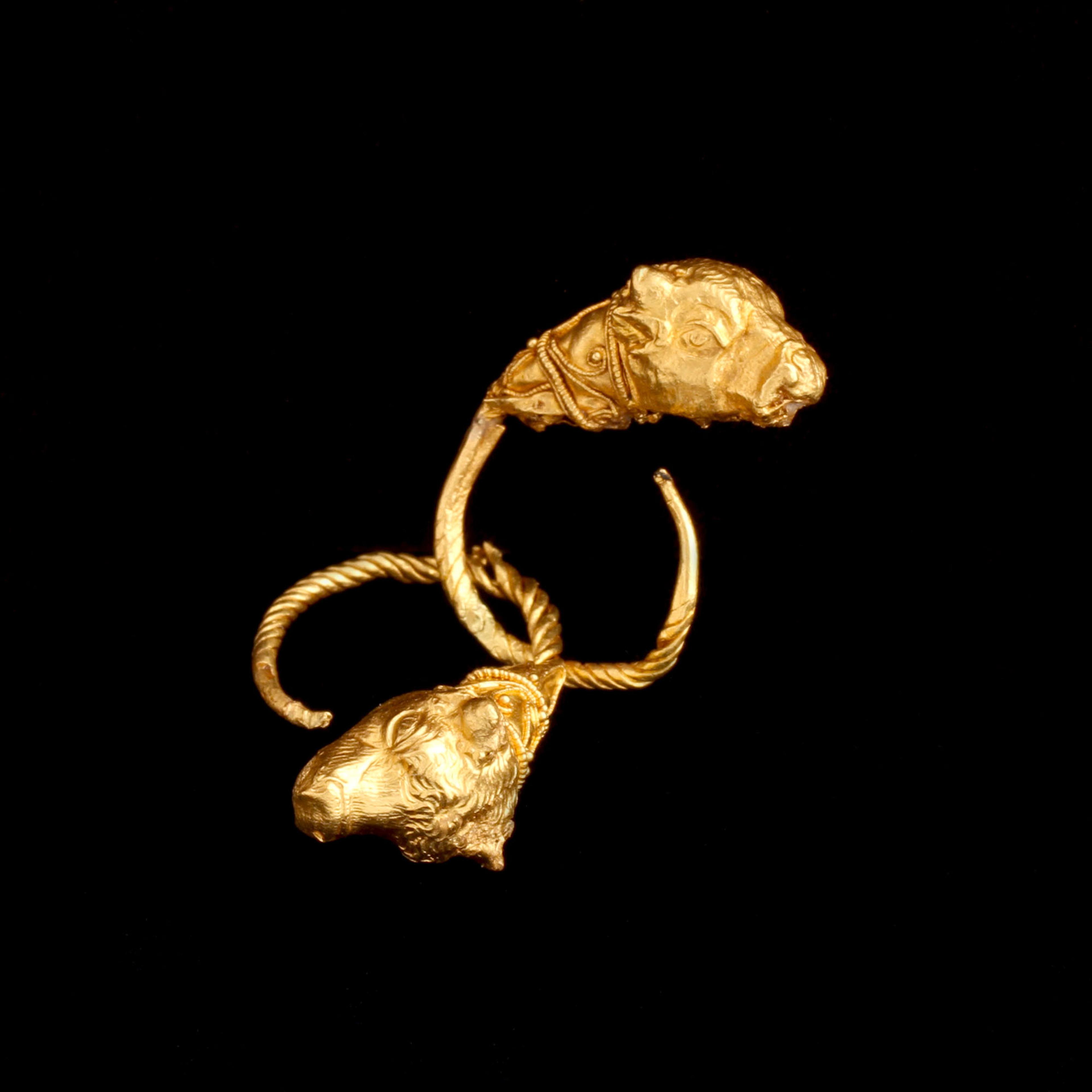 Ancient Roman Repoussé Bull Hoop Earrings