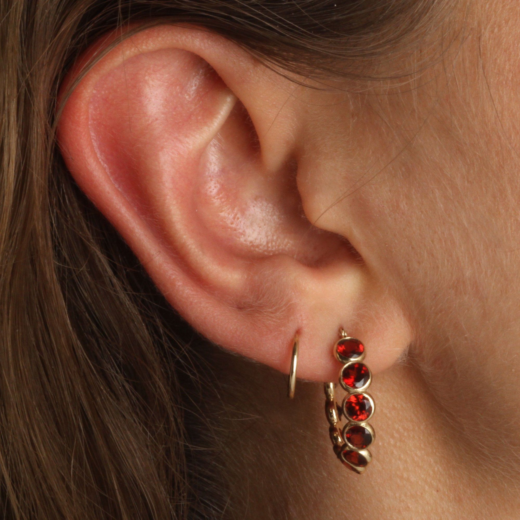 Garnet Hoop Earrings