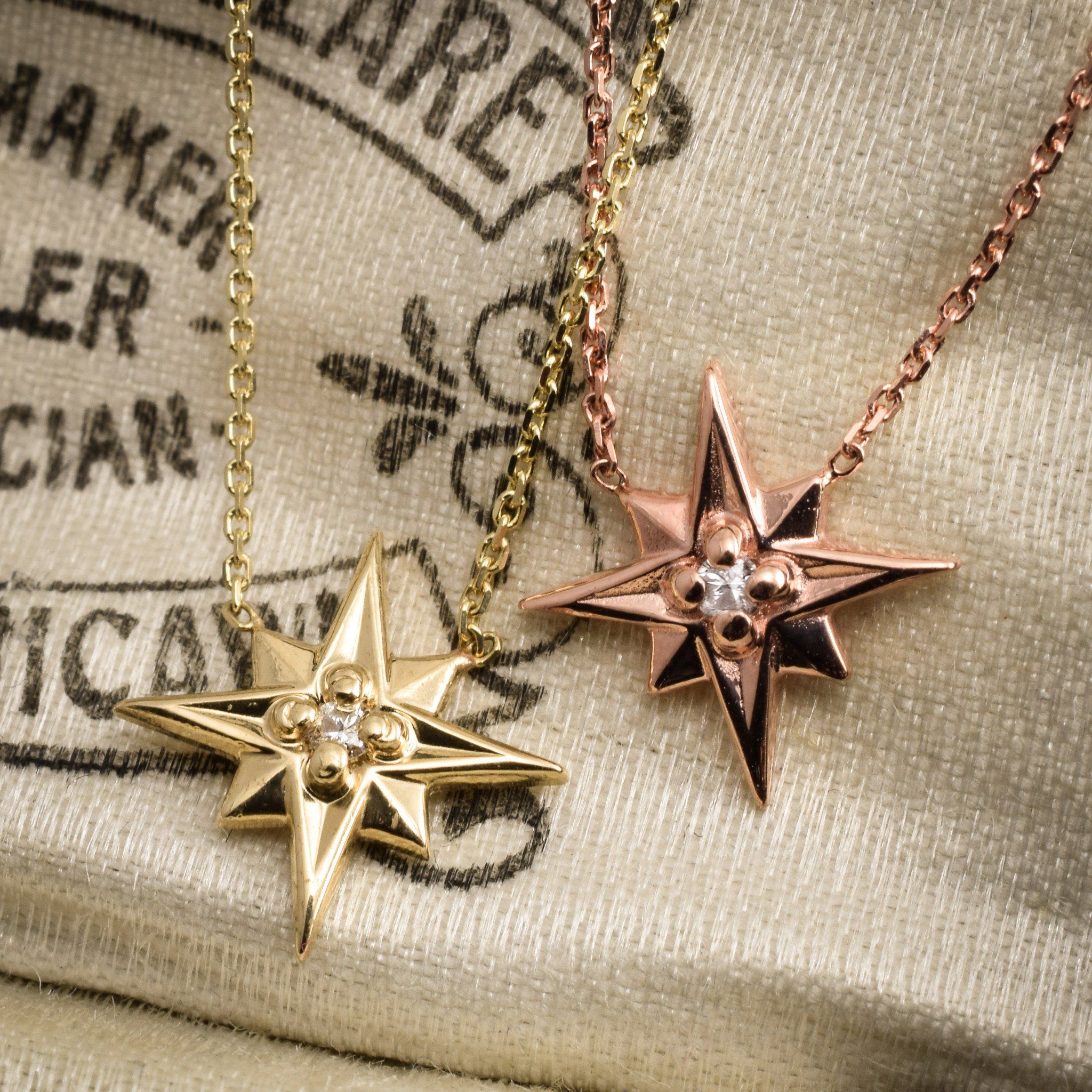 Compass Rose Necklace (14k Yellow Gold)