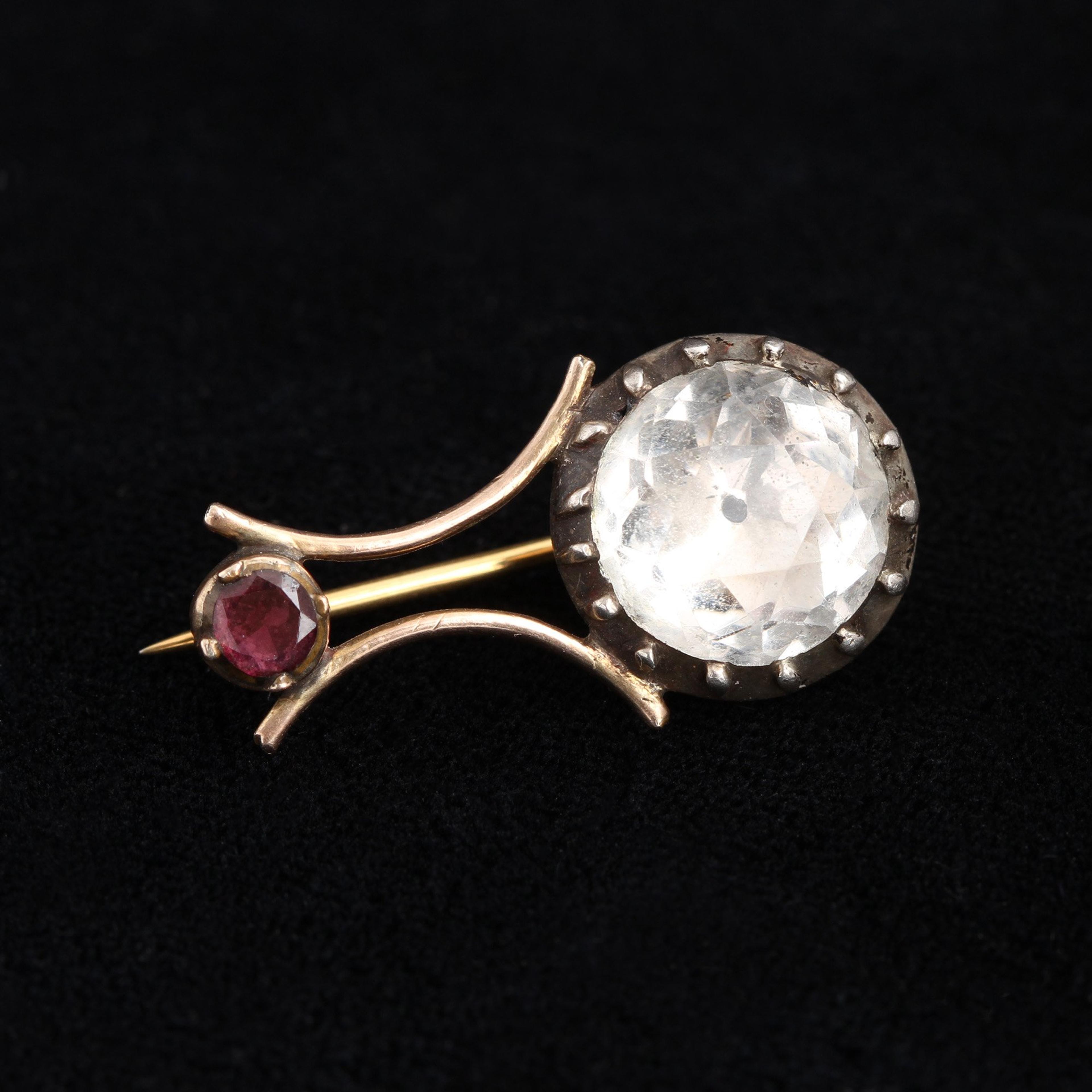 Georgian Garnet and Rock Crystal Halley's Comet Brooch