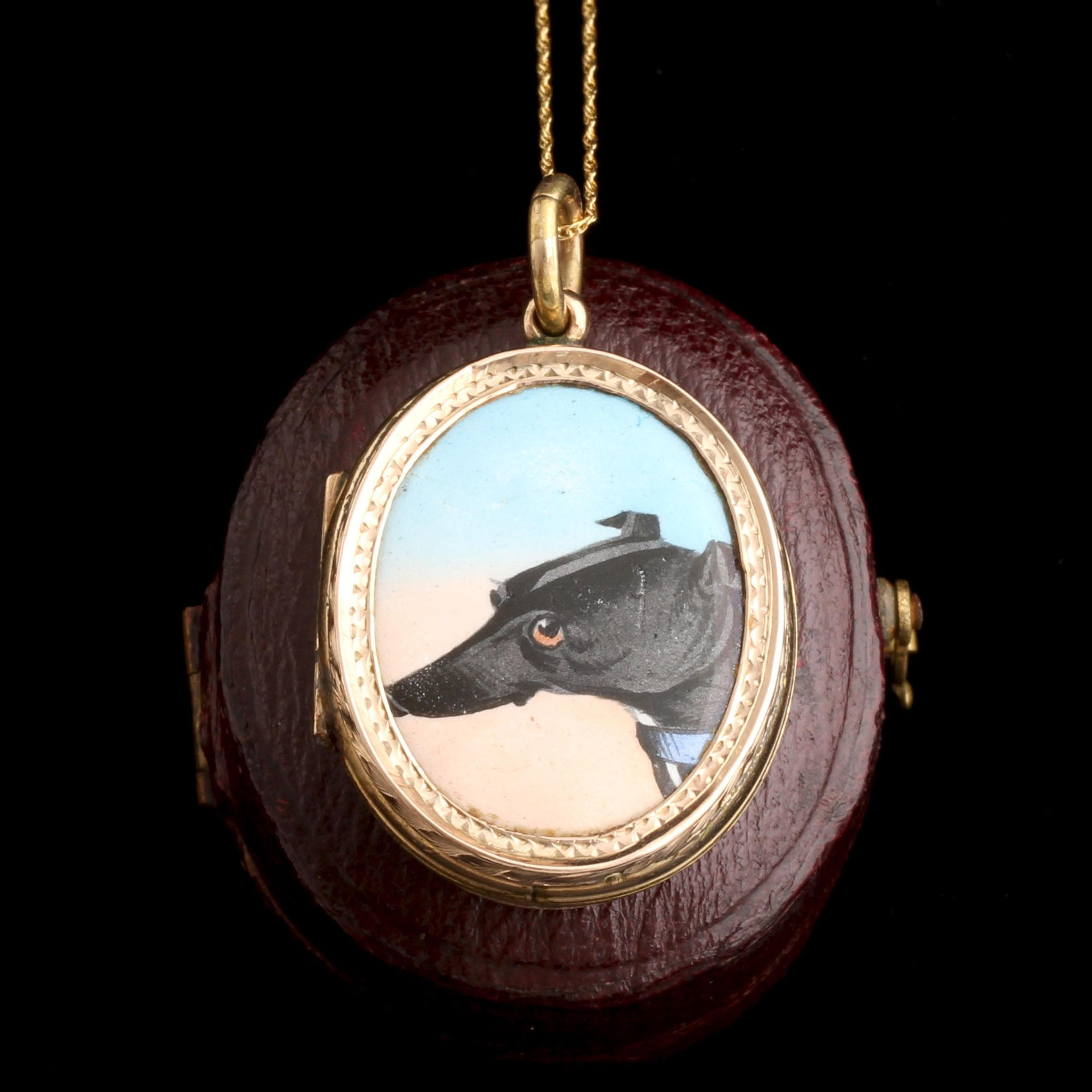 Victorian Enamel Greyhound Locket
