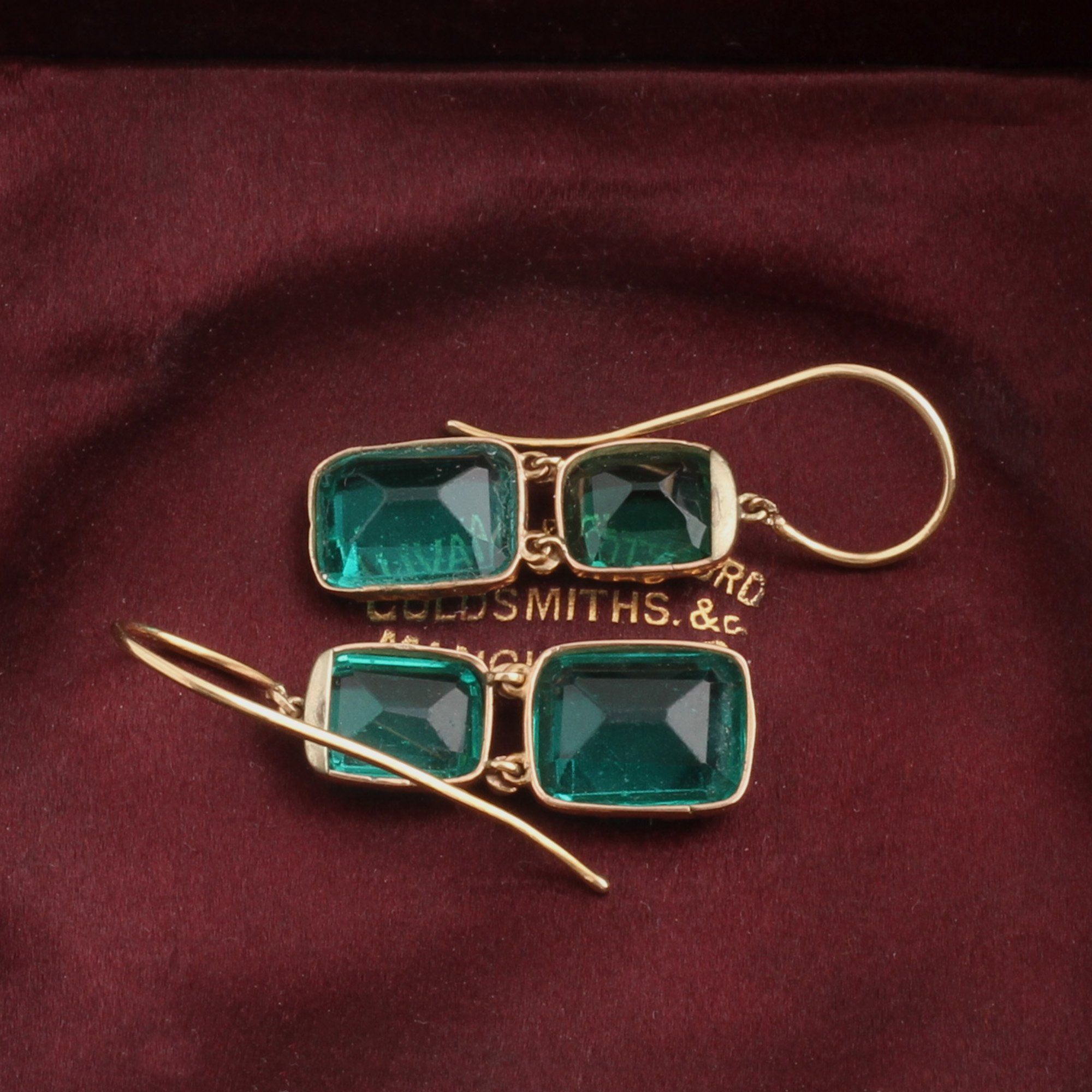 Early Victorian Green Paste Drop Earrings