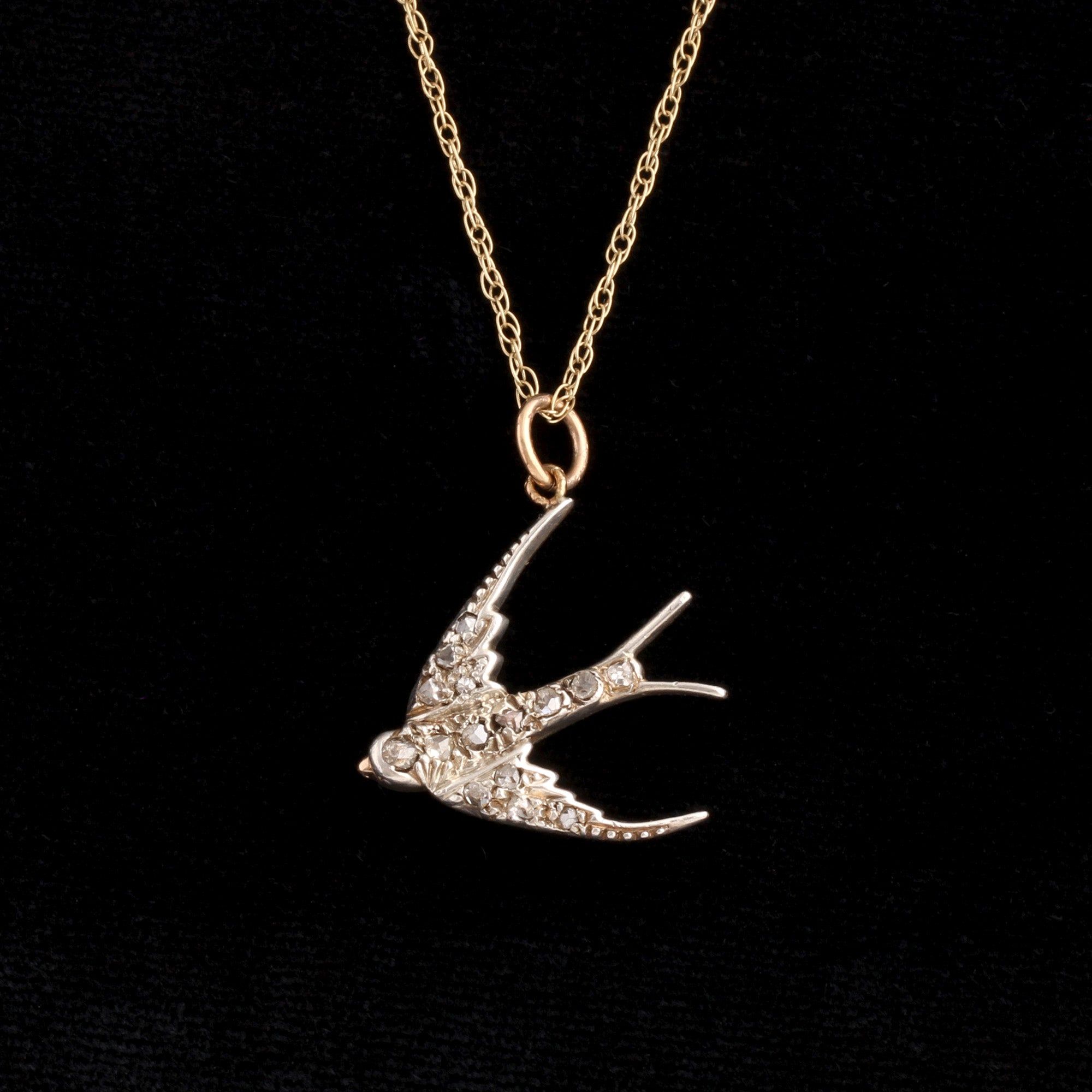 Victorian Diamond Bird Necklace