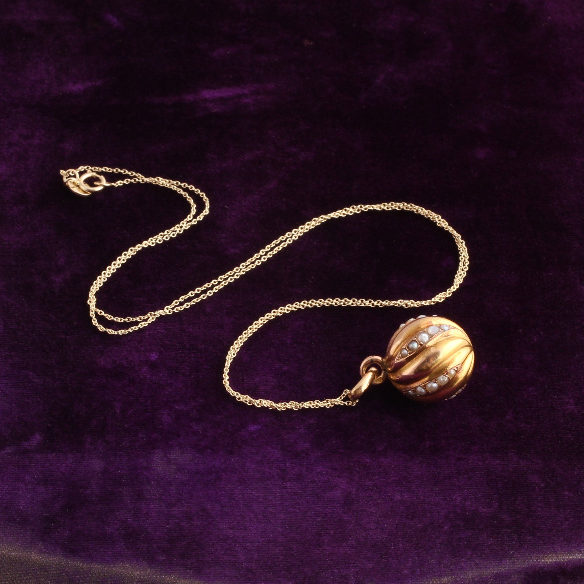 19th Century French Seed Pearl Orb Pendant