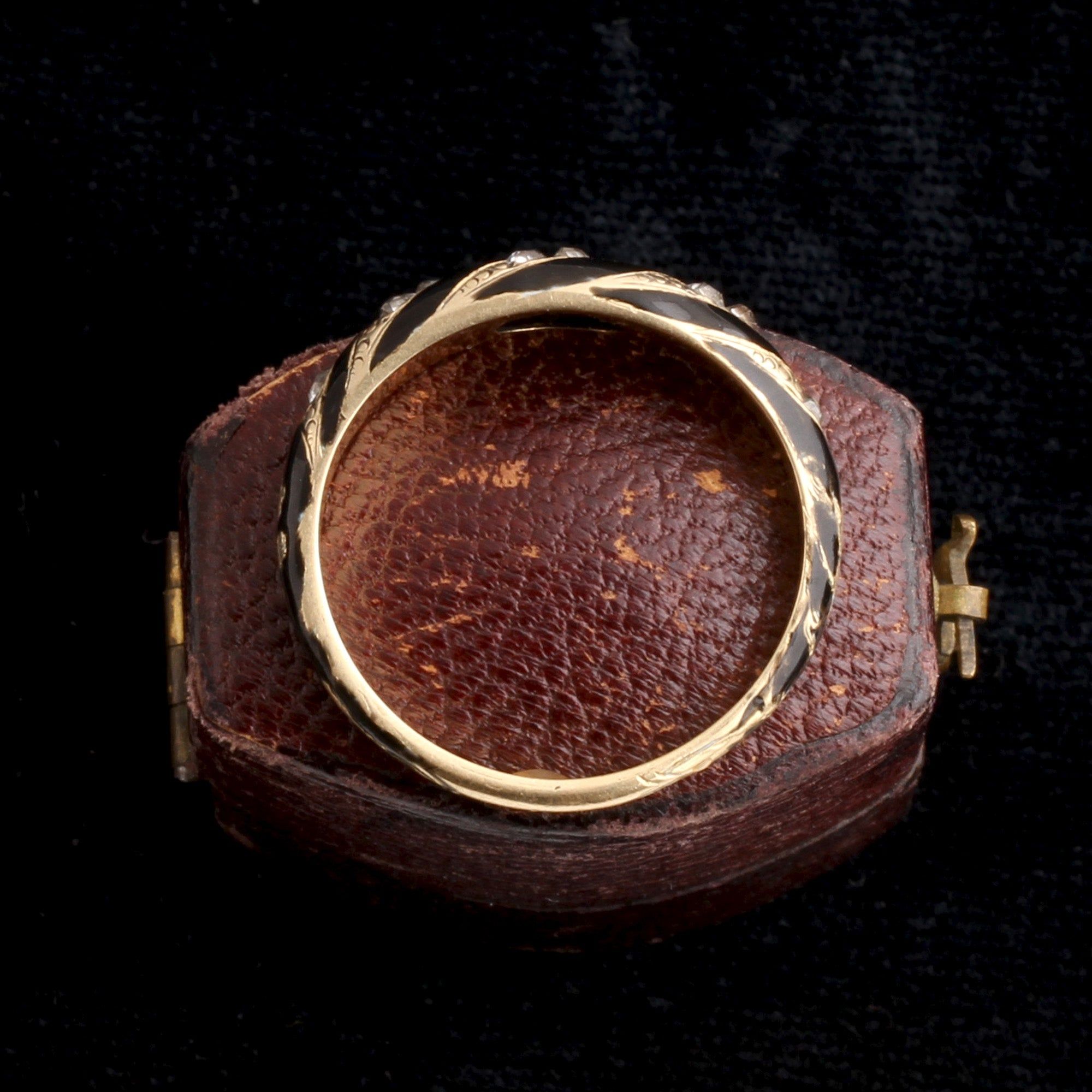 Victorian Diamond & Enamel Stripes Ring