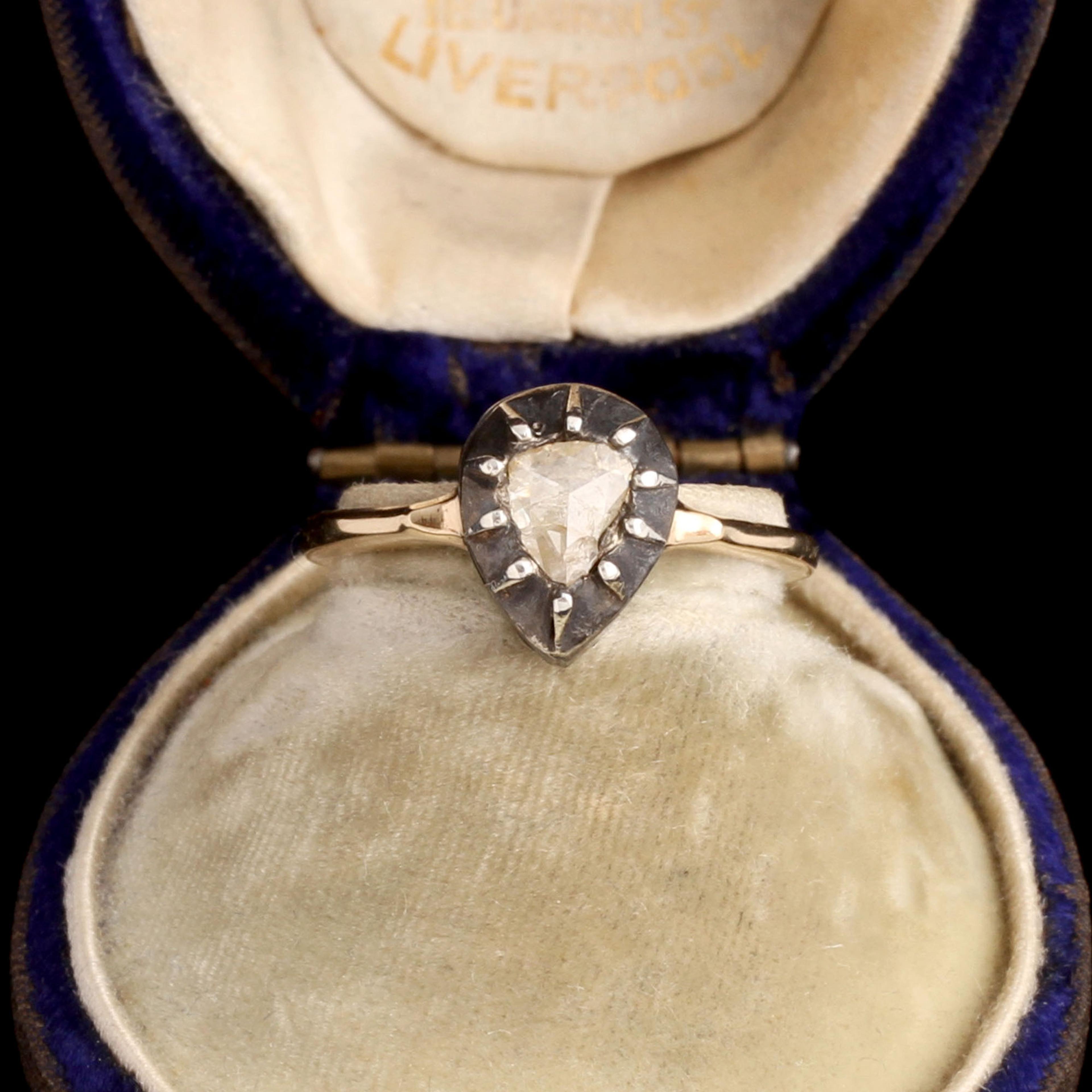 Georgian Pear-Shaped Rose Cut Diamond Ring