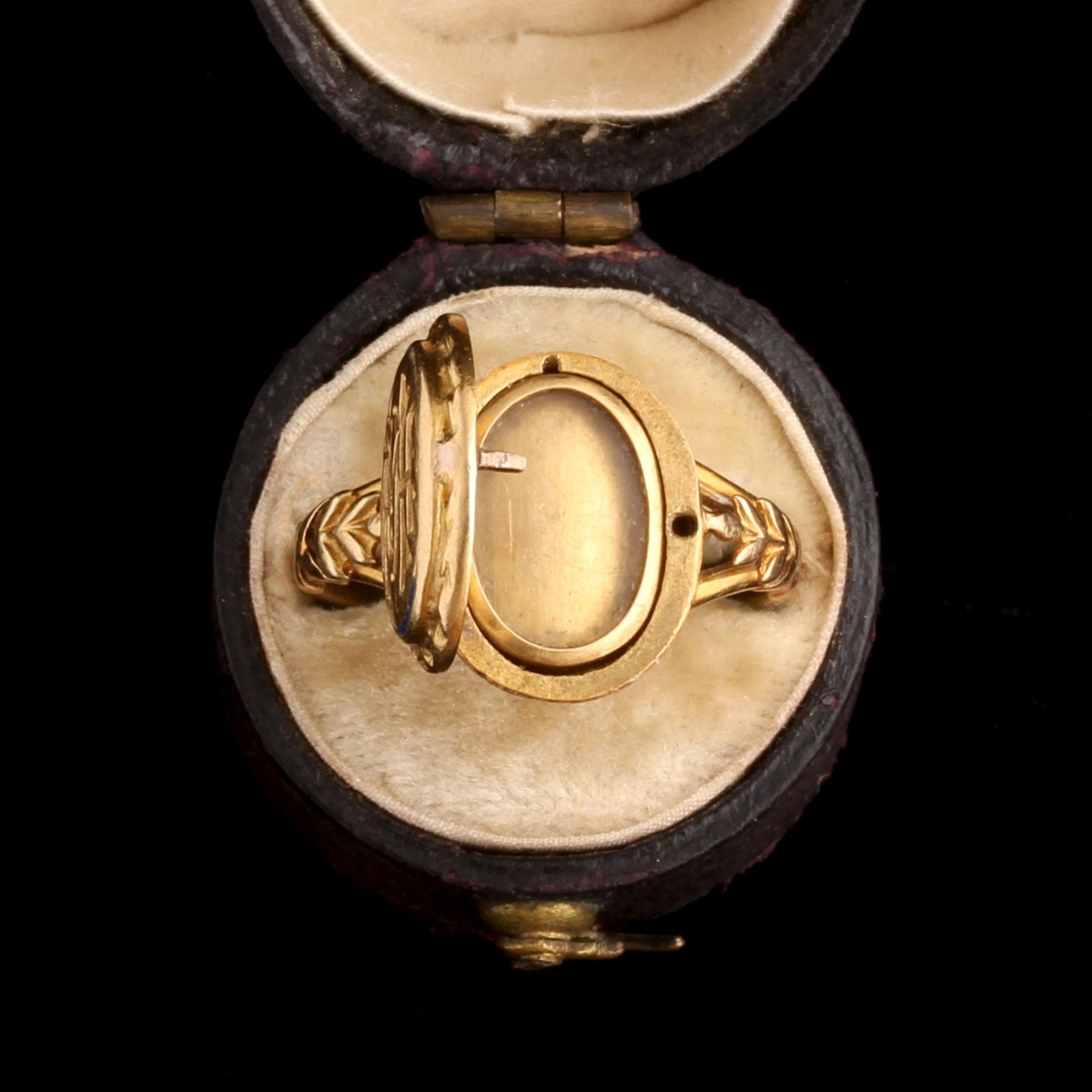 19th Century French "AHM" Monogram Locket Ring