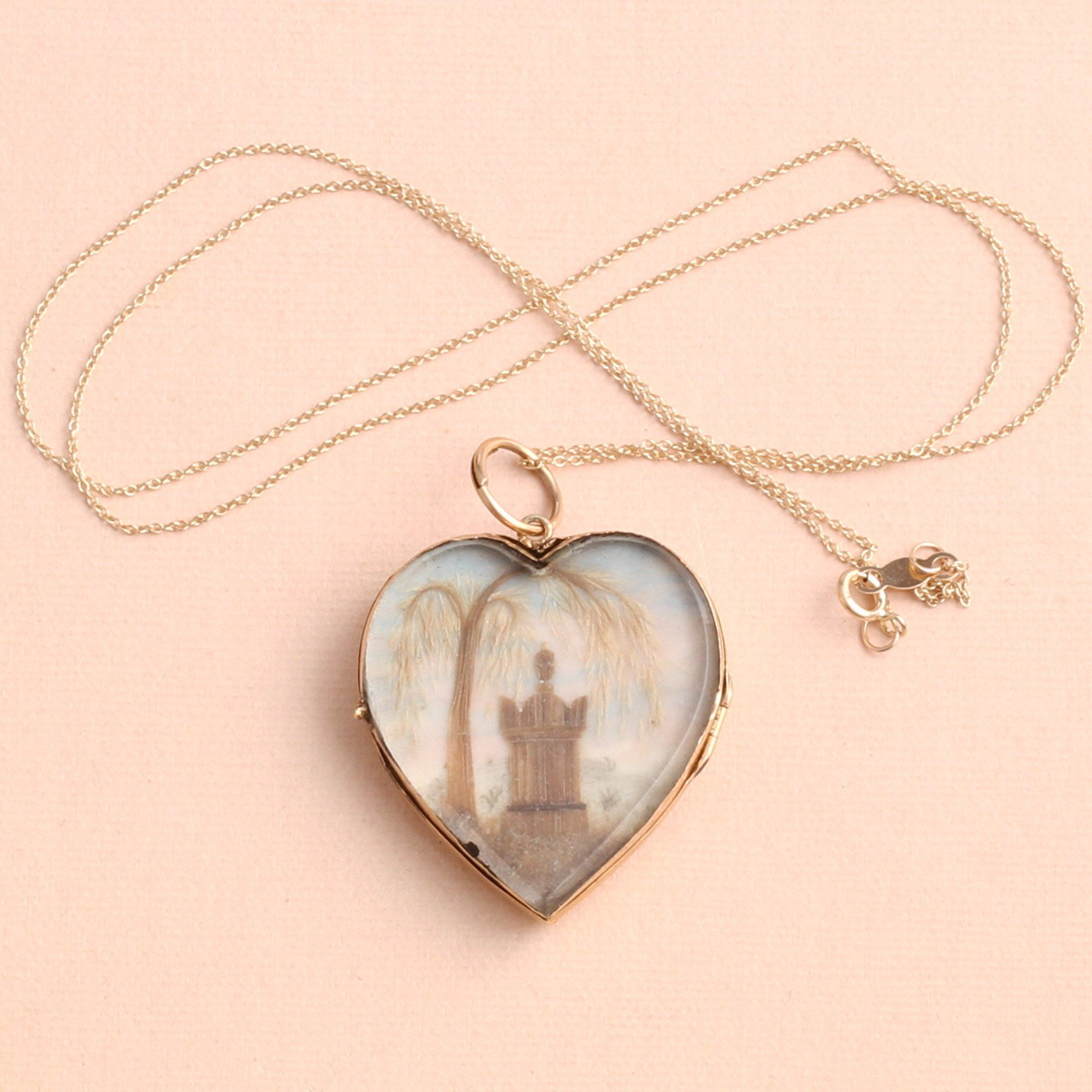 Back detail of Early Victorian Heart-Shaped Mourning Locket