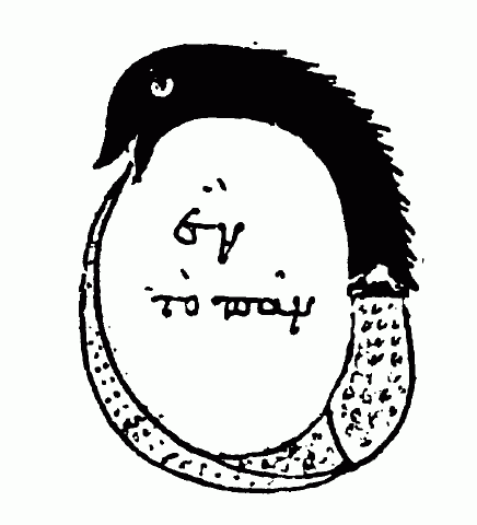 Ouroboros illustration from the Chrysopoeia of Cleopatra