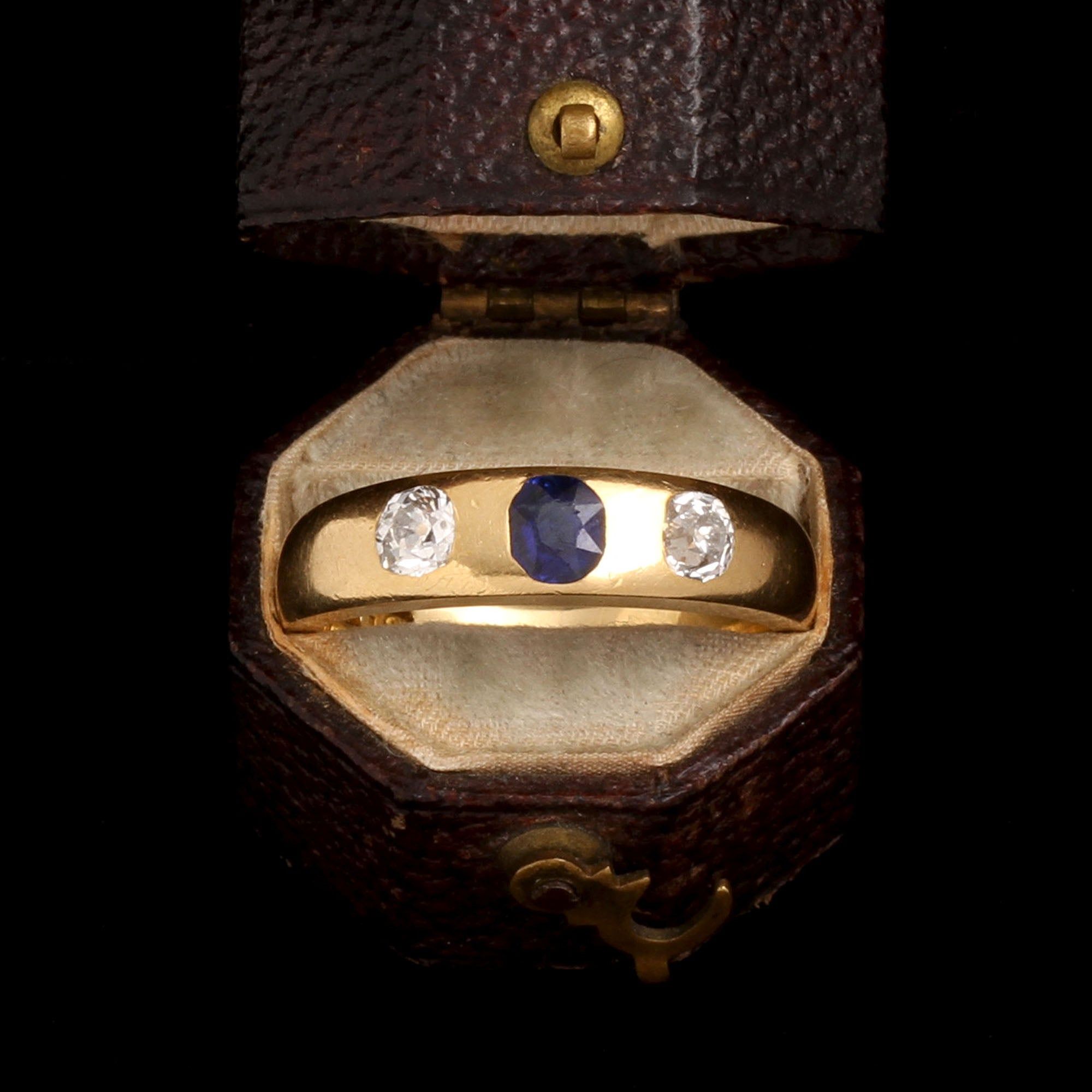 Victorian Sapphire & Diamond Three Stone Ring