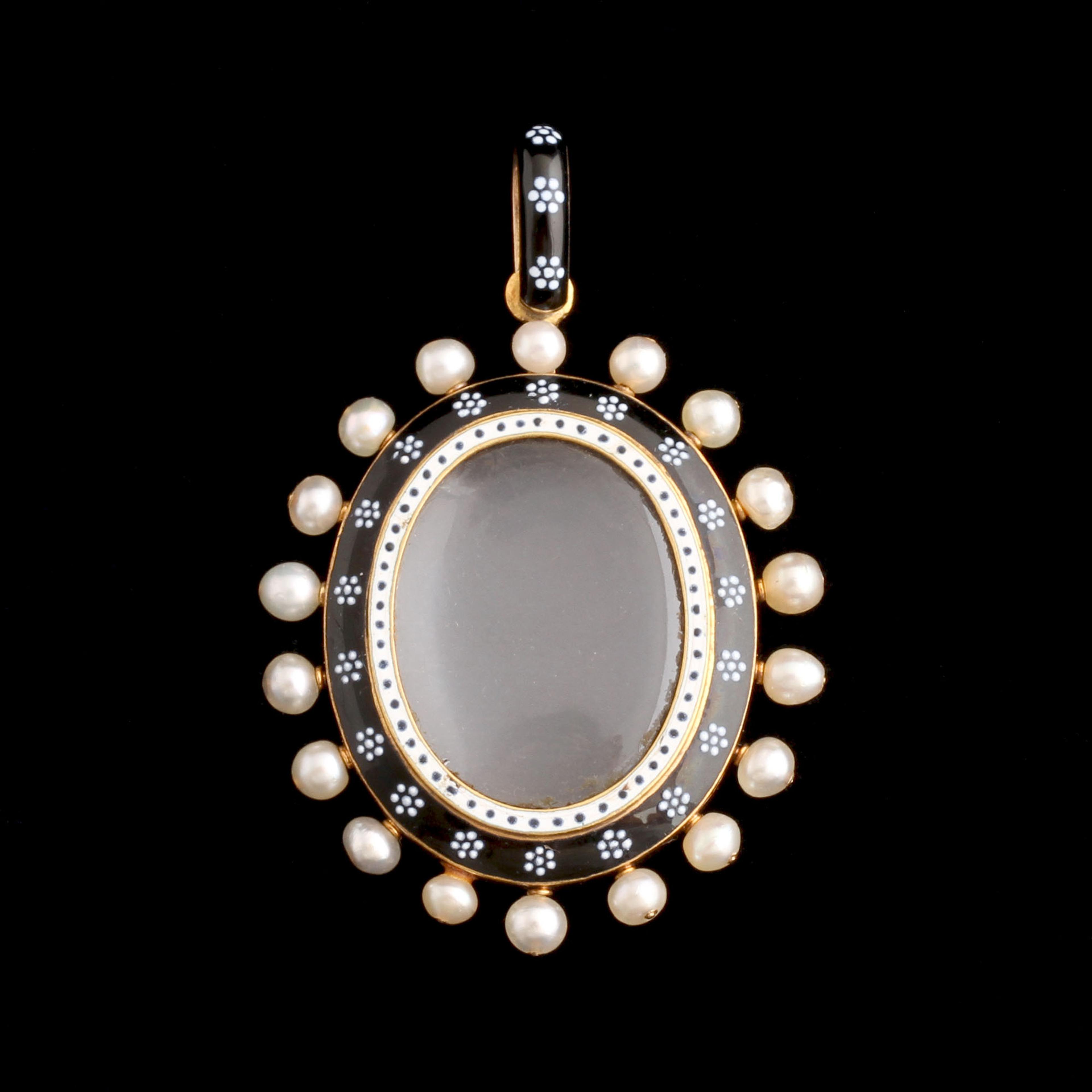 Victorian "Good Friday" Enamel & Pearl Locket
