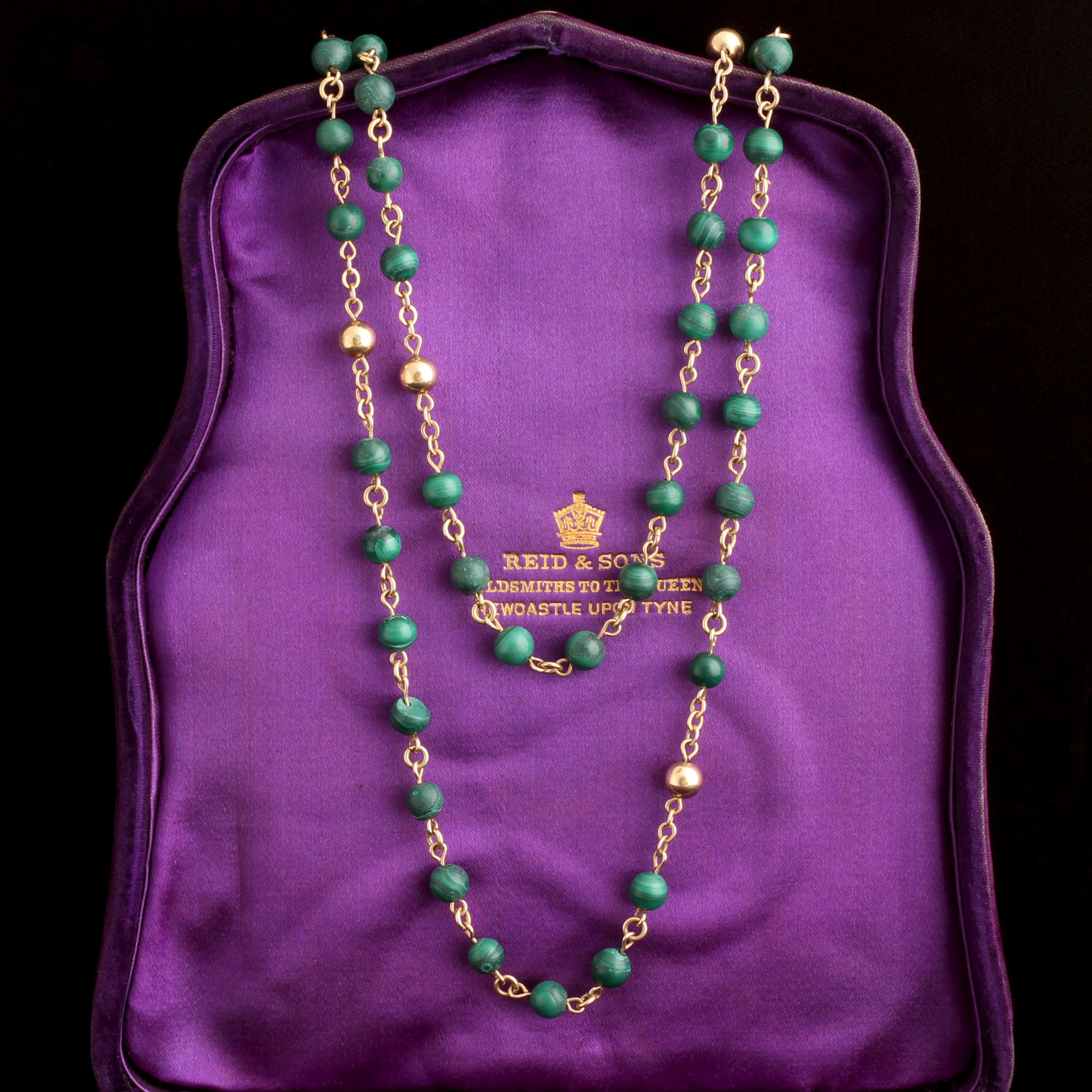 Victorian Malachite Bead Rosary Chain