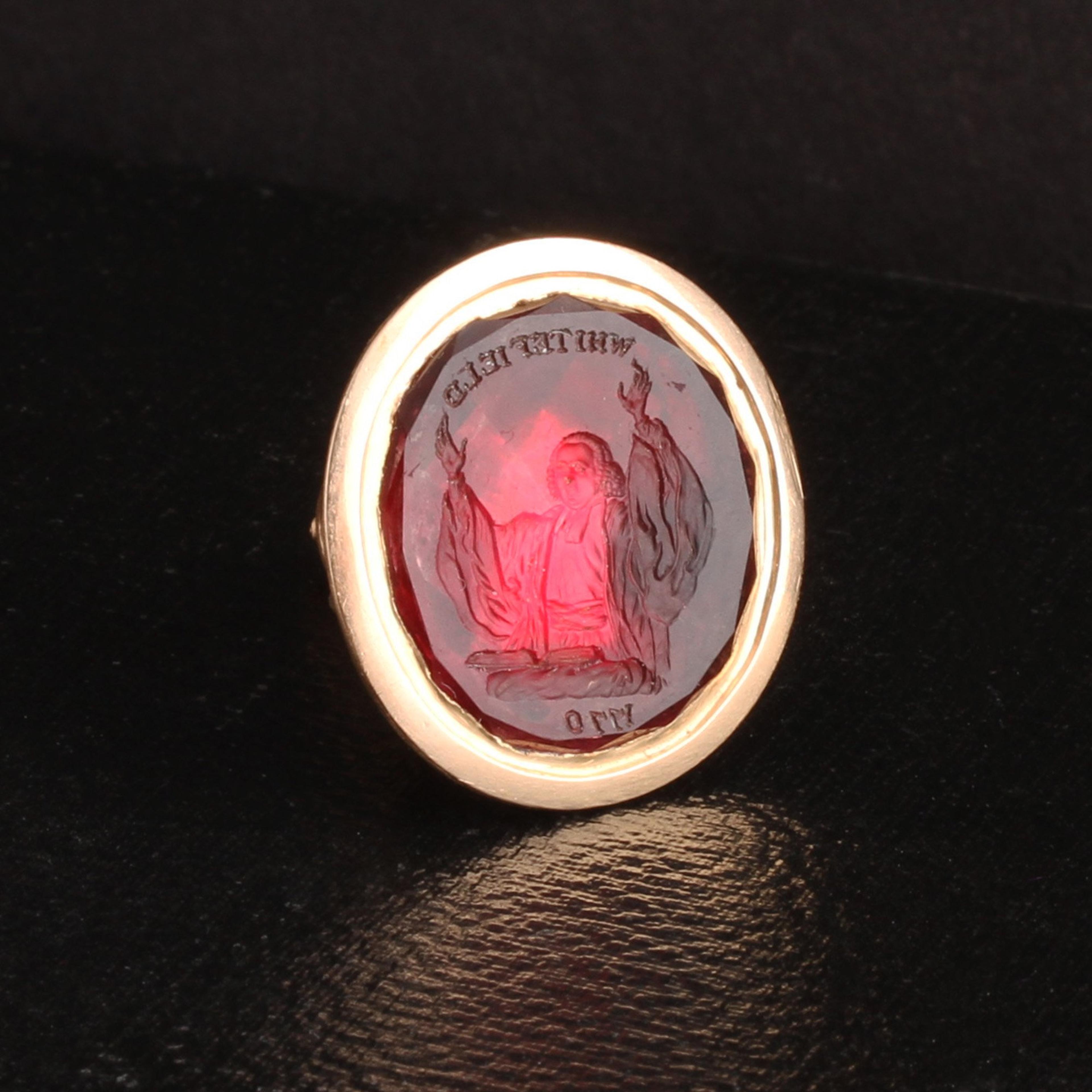 Face detail of Georgian George Whitefield Memorial Wax Seal Fob