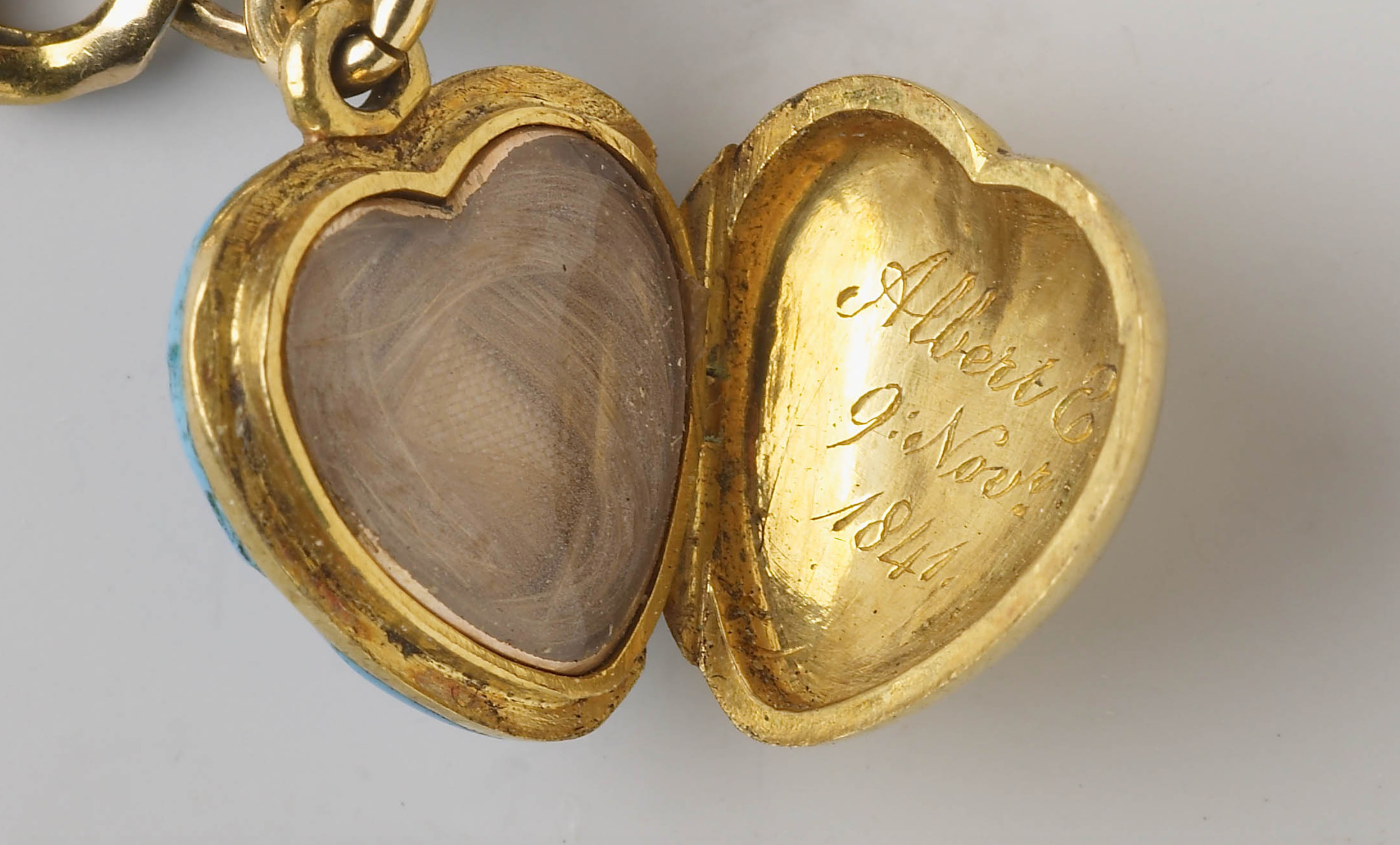 interior of one of the lockets on Queen Victoria's bracelet