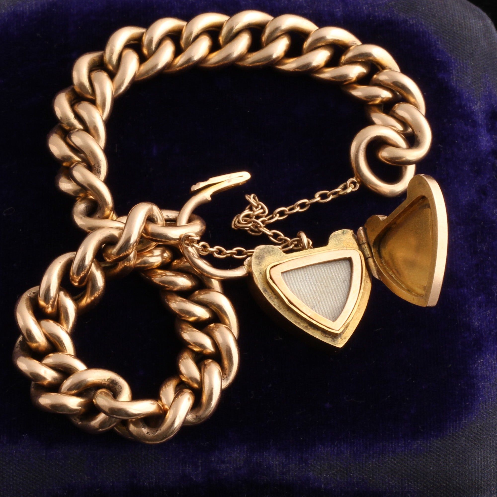 Victorian Curb Chain Bracelet with Padlock Locket