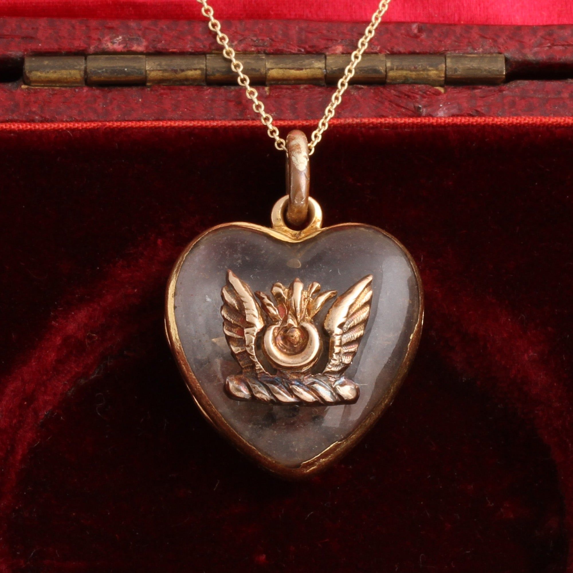 Detail of Victorian "GHF" Monogram Heart Locket