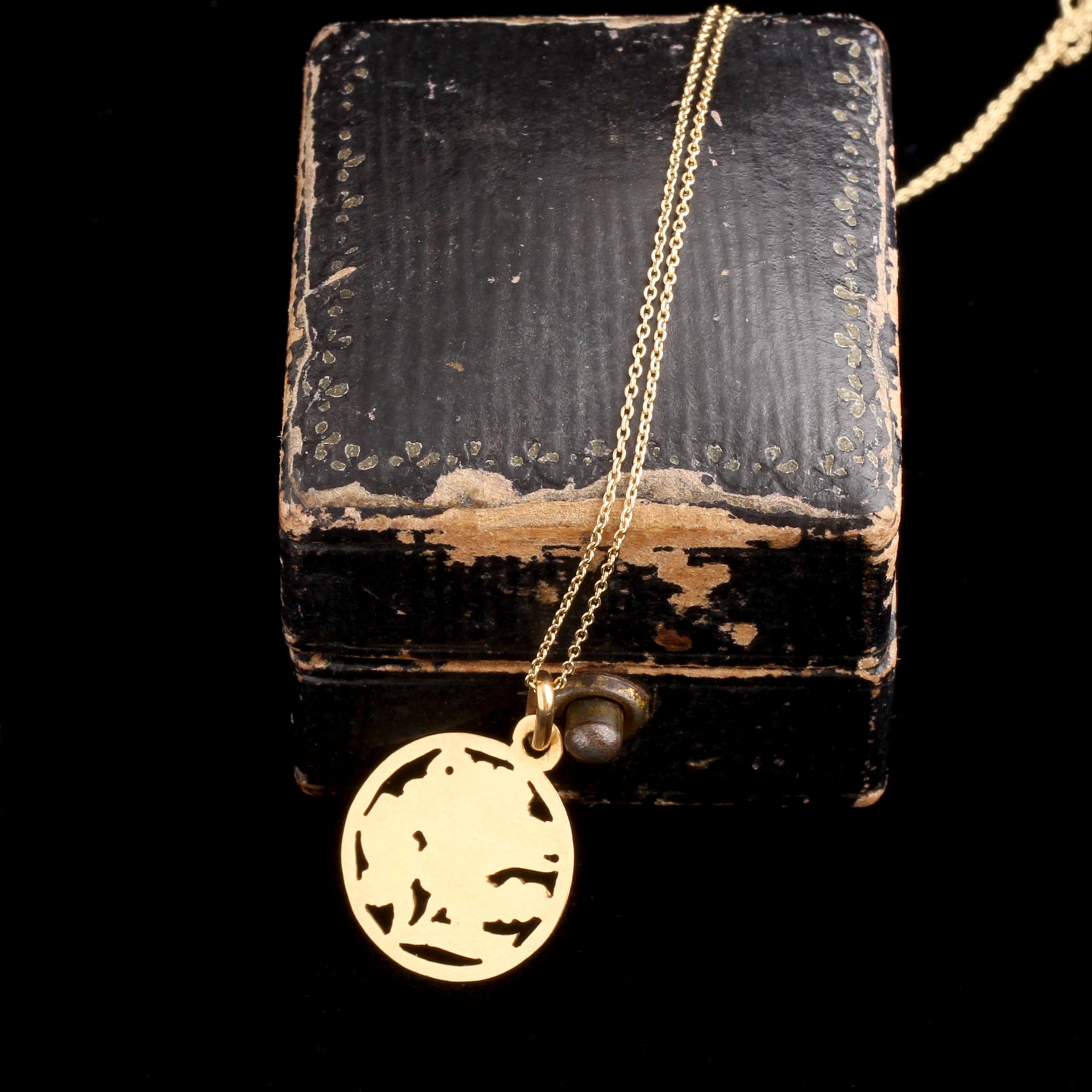 Early 20th Century French Forget Me Not Enamel & Gold Necklace