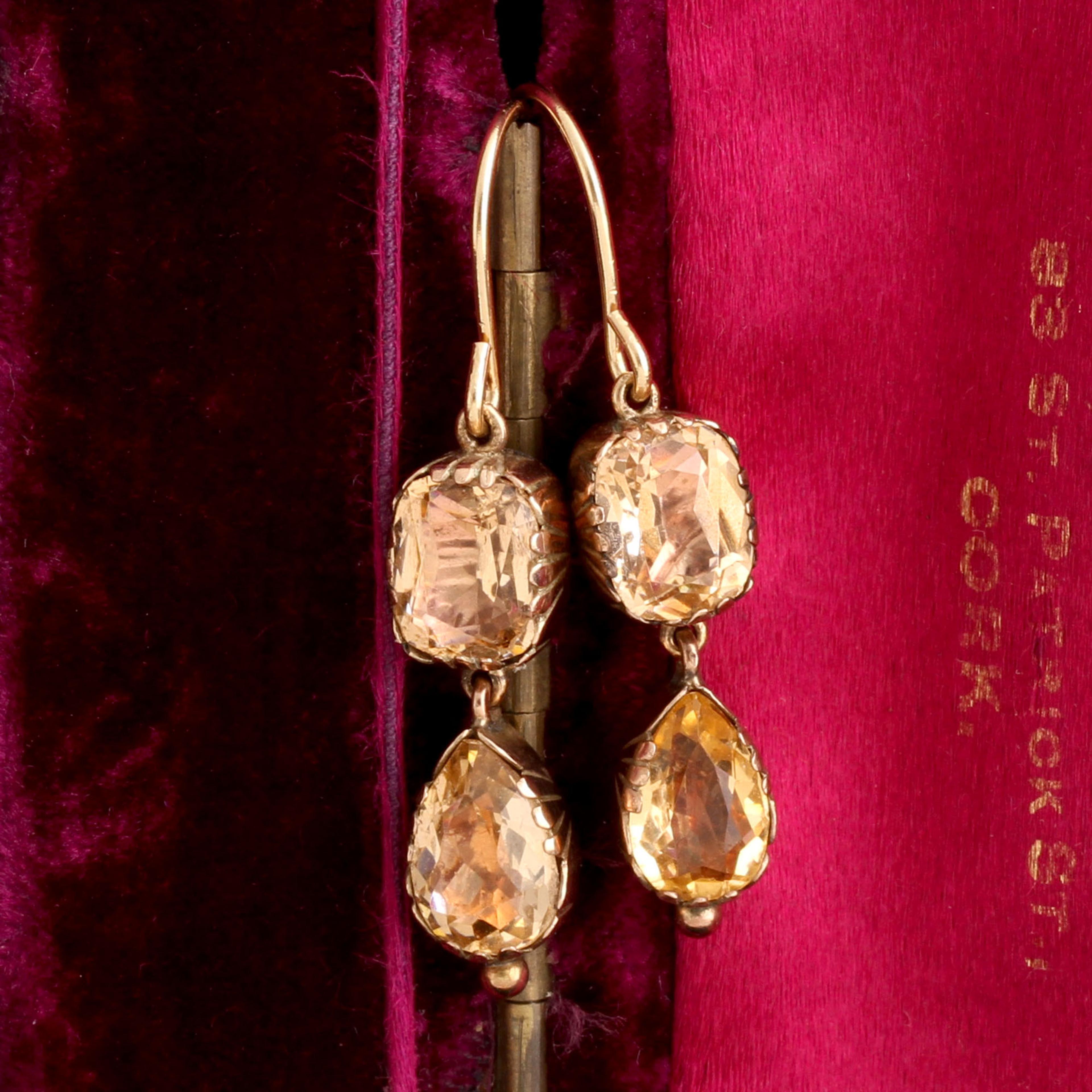 Georgian Foil Backed Citrine Earrings