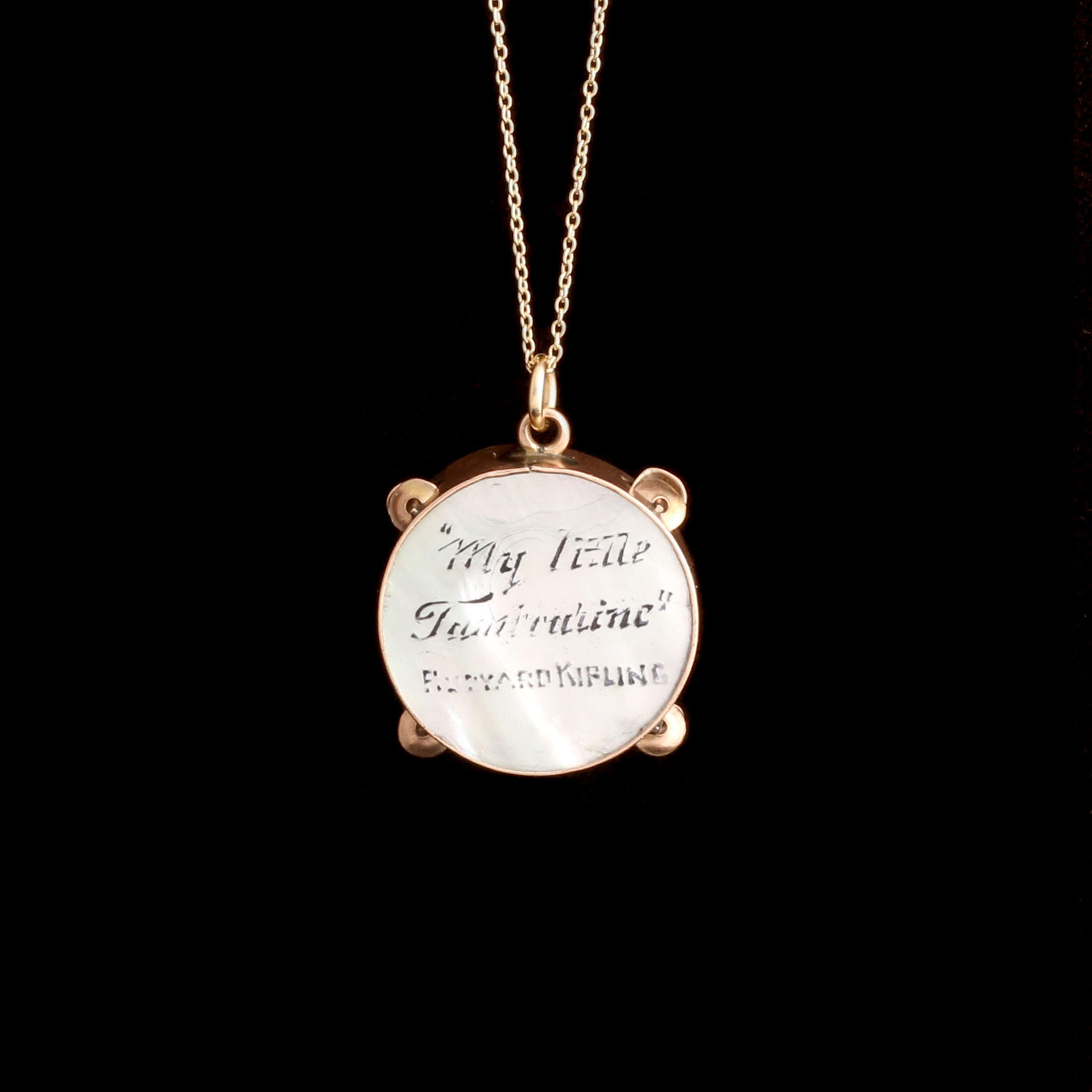 Late Victorian "My Little Tambourine" Charm Necklace