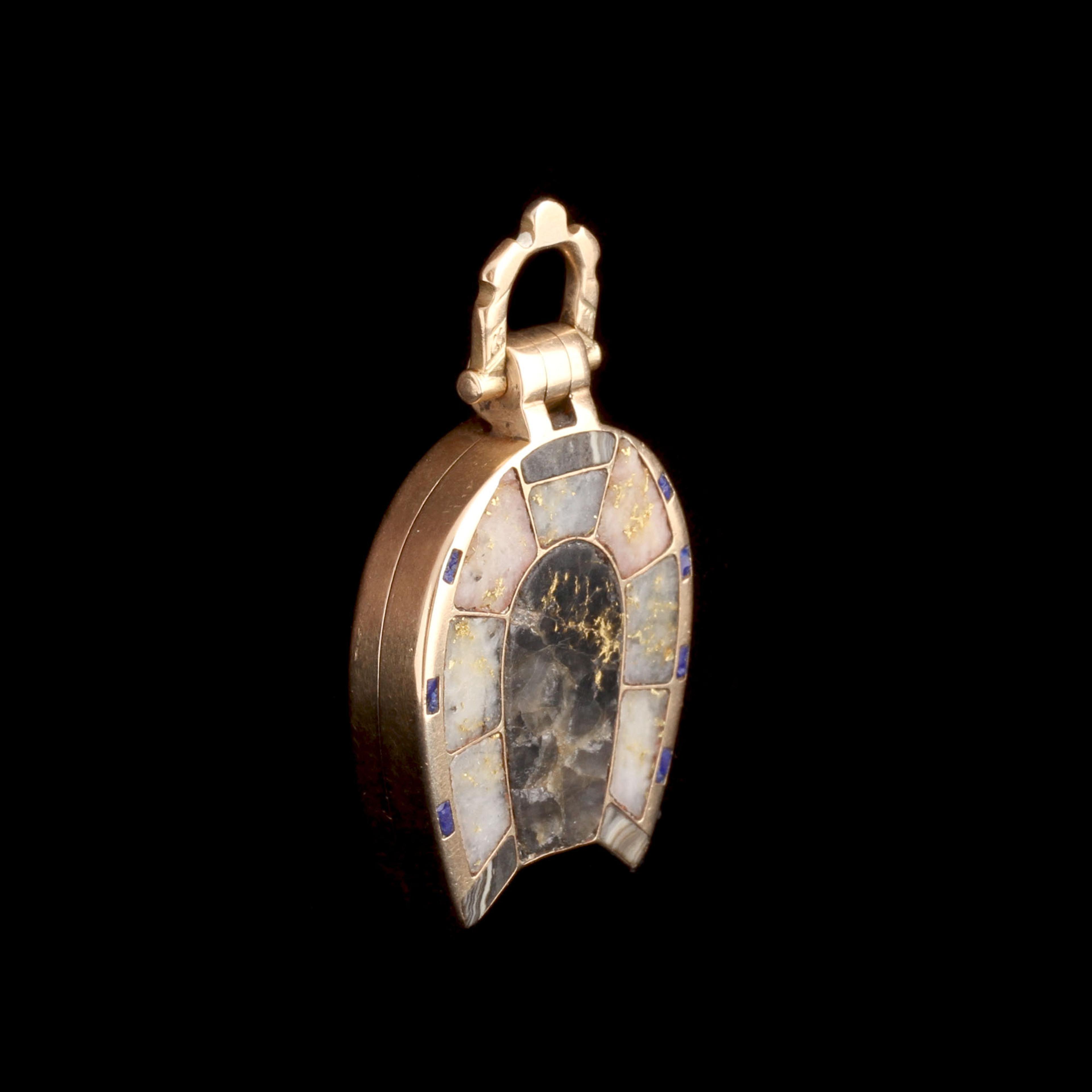 Gold Rush Era Gold in Quartz Horseshoe Locket