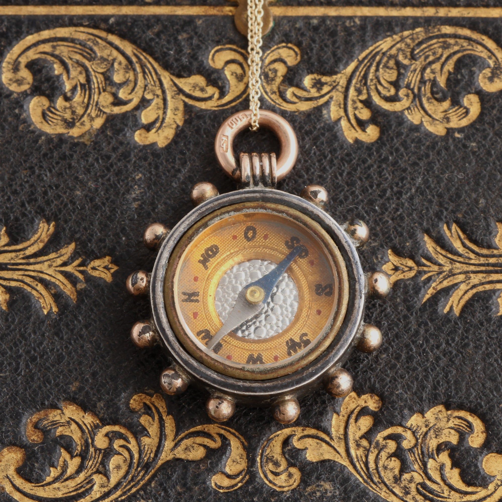 19th Century Niello Compass Necklace