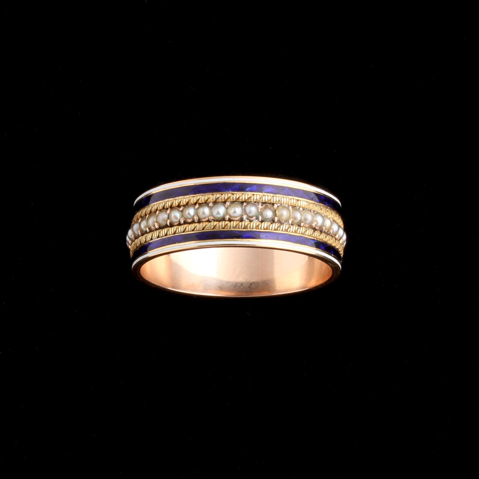 Mid Victorian Pearl & Enamel Eternity Ring
